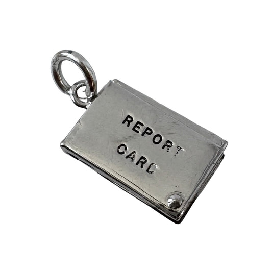 V I N T A G E // sassy report card / rhodium plated sterling silver report card / a charm