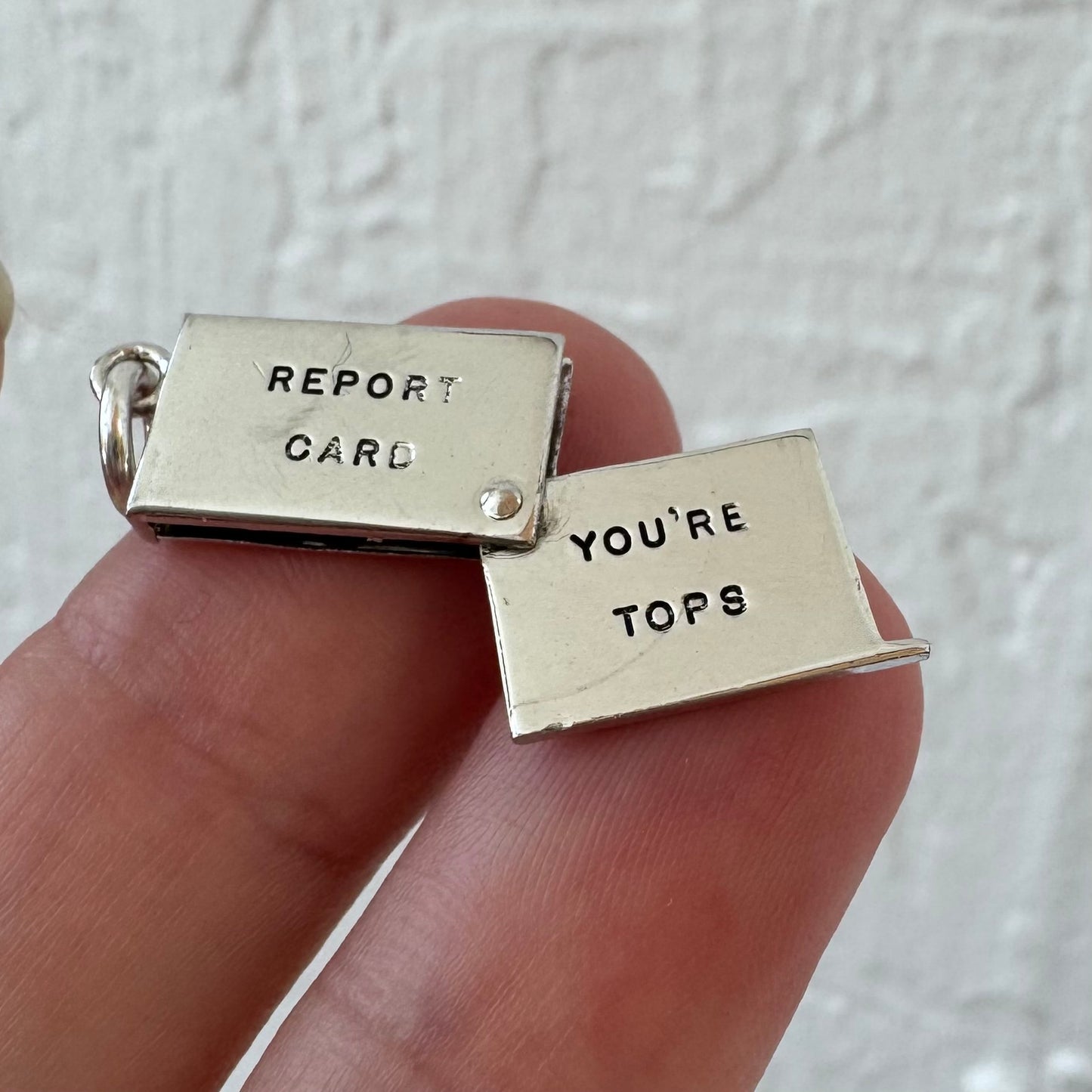 V I N T A G E // sassy report card / rhodium plated sterling silver report card / a charm