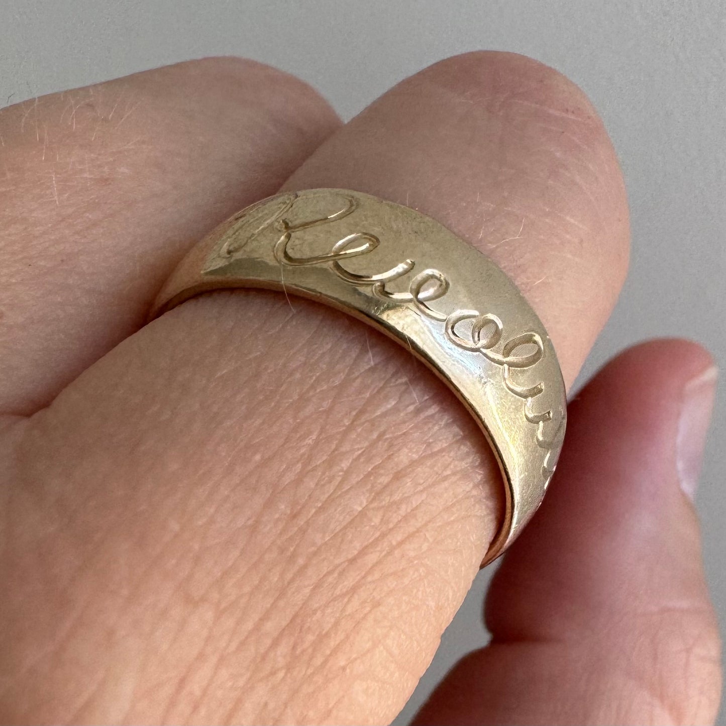 reimagined V I N T A G E // revolution messenger / 14k engraved half eternity band with a bee and diamonds / size 7.75ish