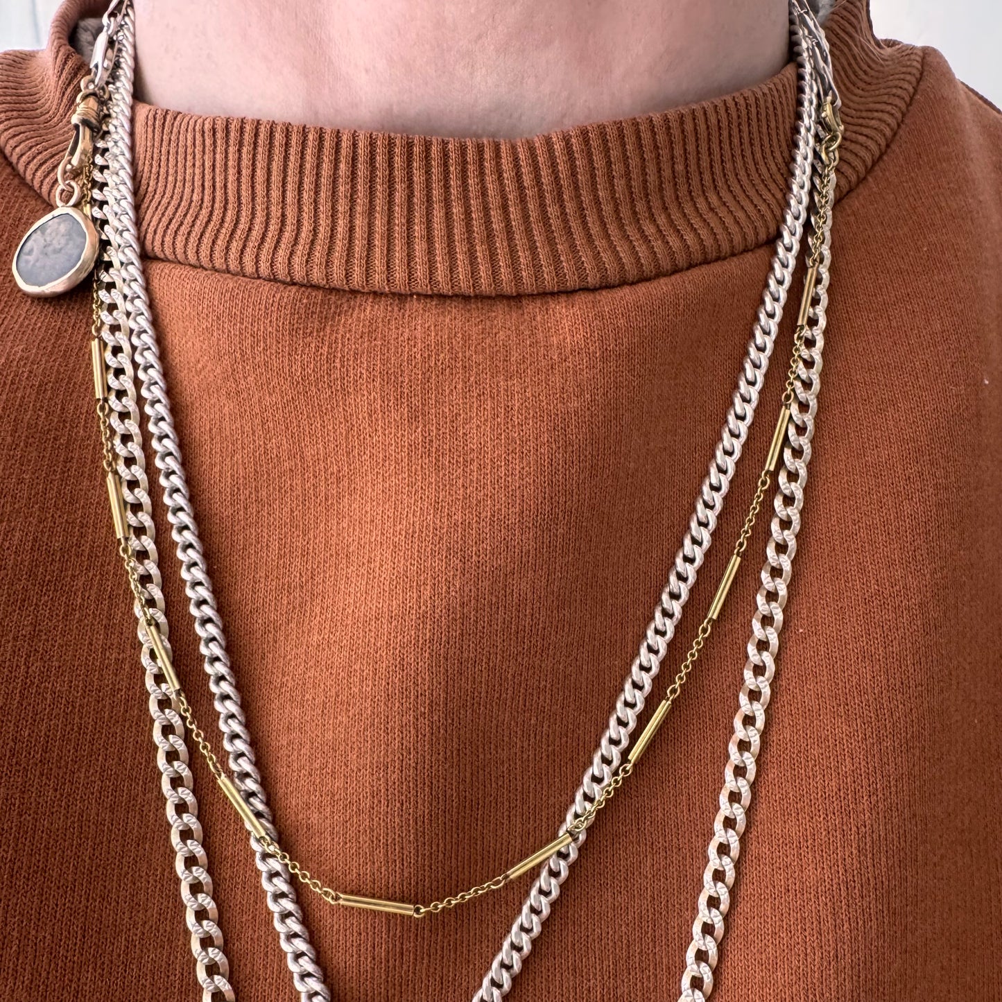 A N T I Q U E // time keeper / 10k yellow gold bar and cable watch chain / 12.25", 3g