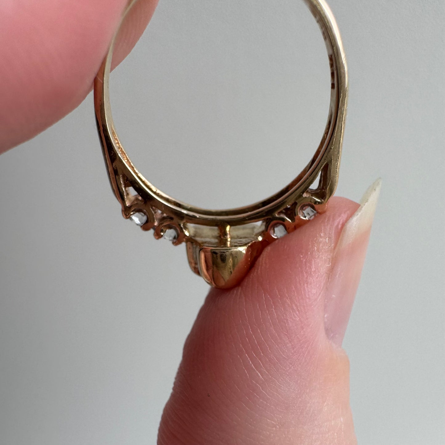 reimagined V I N T A G E // memento mori / 14k and diamond skull stacking ring / size 6.75