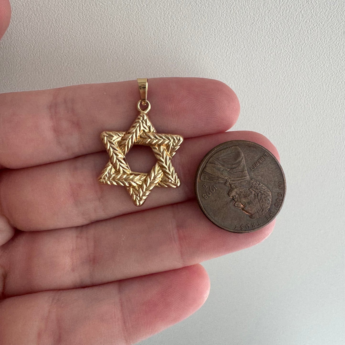 V I N T A G E / significant hexagram / 14k yellow braided Star of David / a pendant