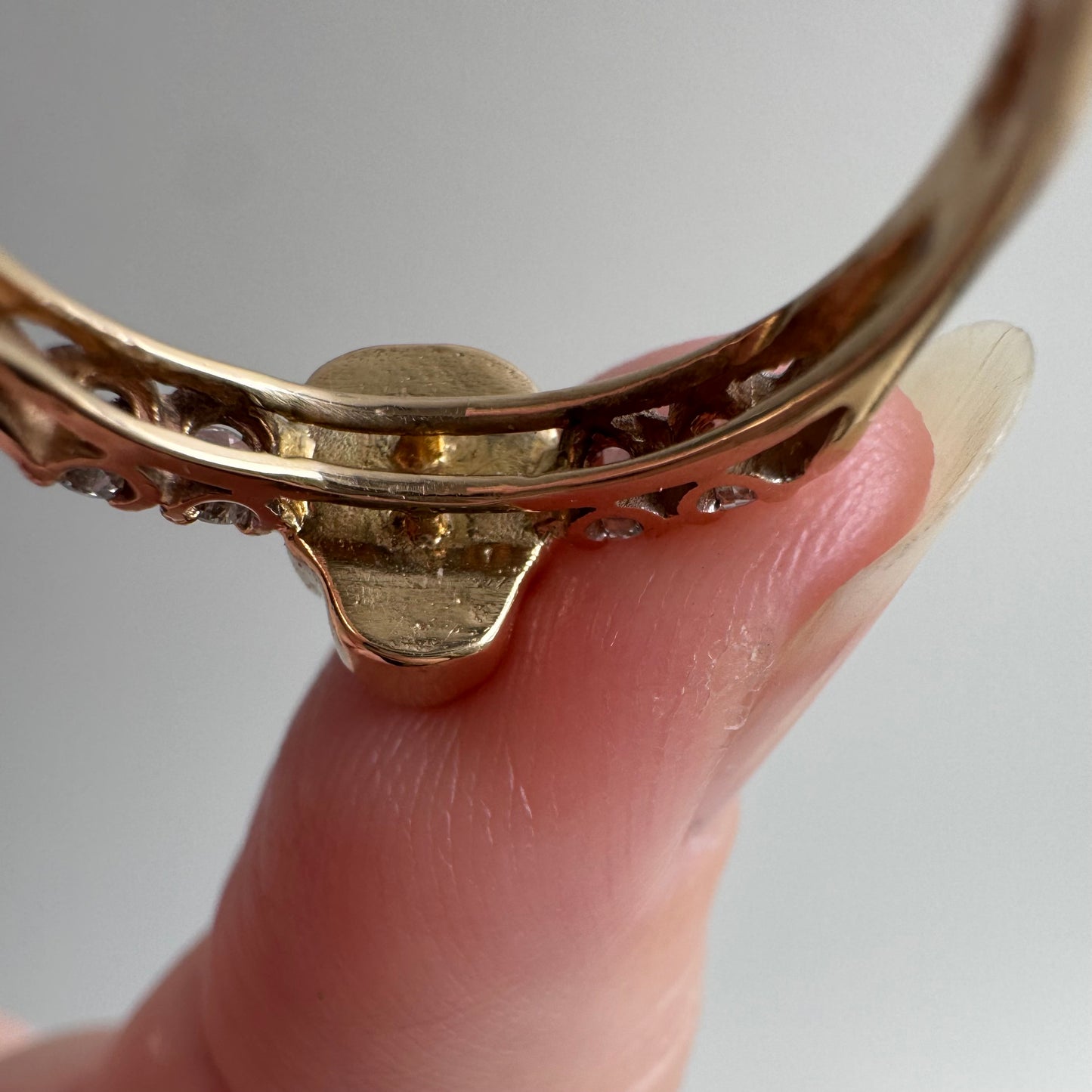 reimagined V I N T A G E // memento mori / 14k and diamond skull stacking ring / size 6.75