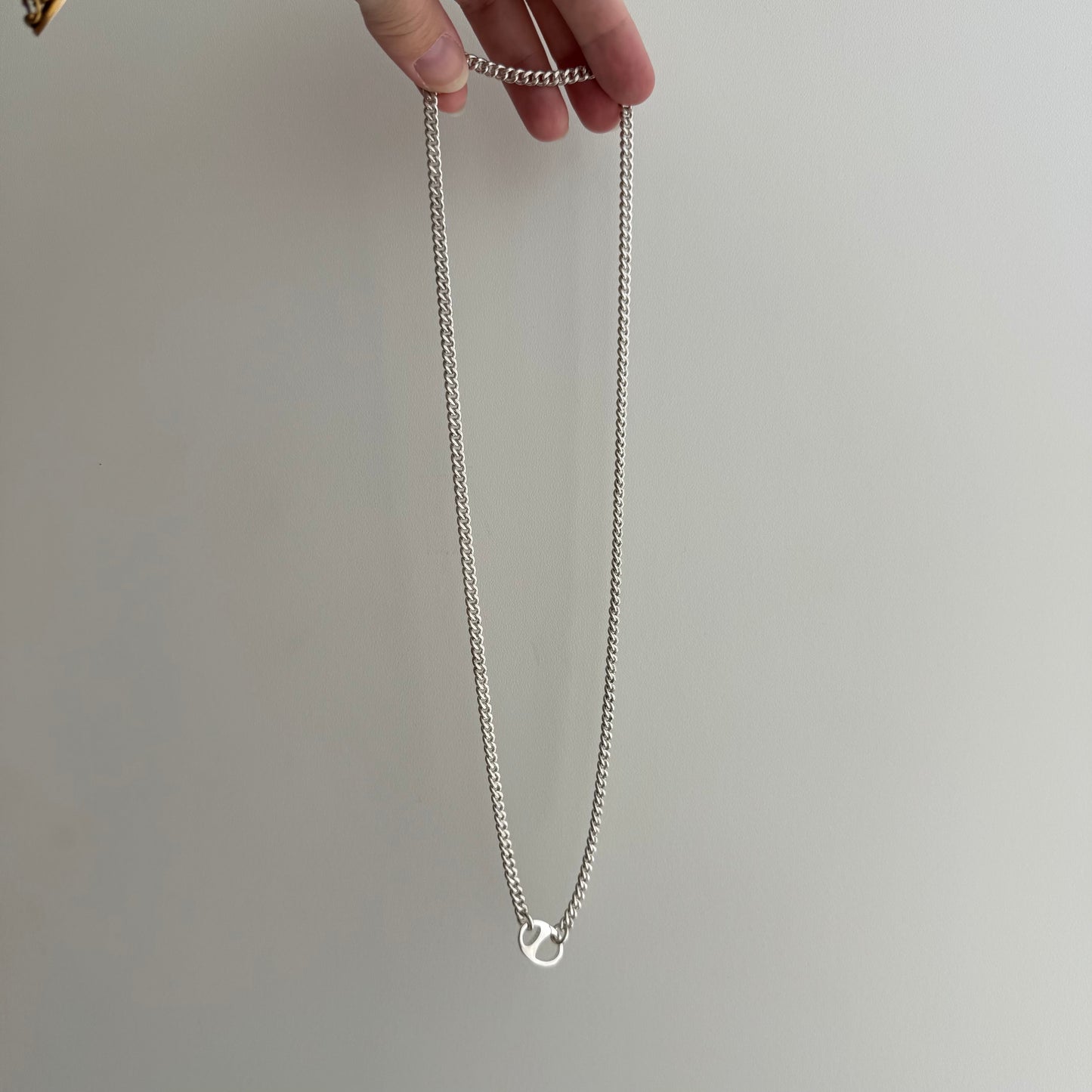 reimagined V I N T A G E // modern watch chain / sterling silver curb chain necklace with a charm holder clasp / 21.5", 24g