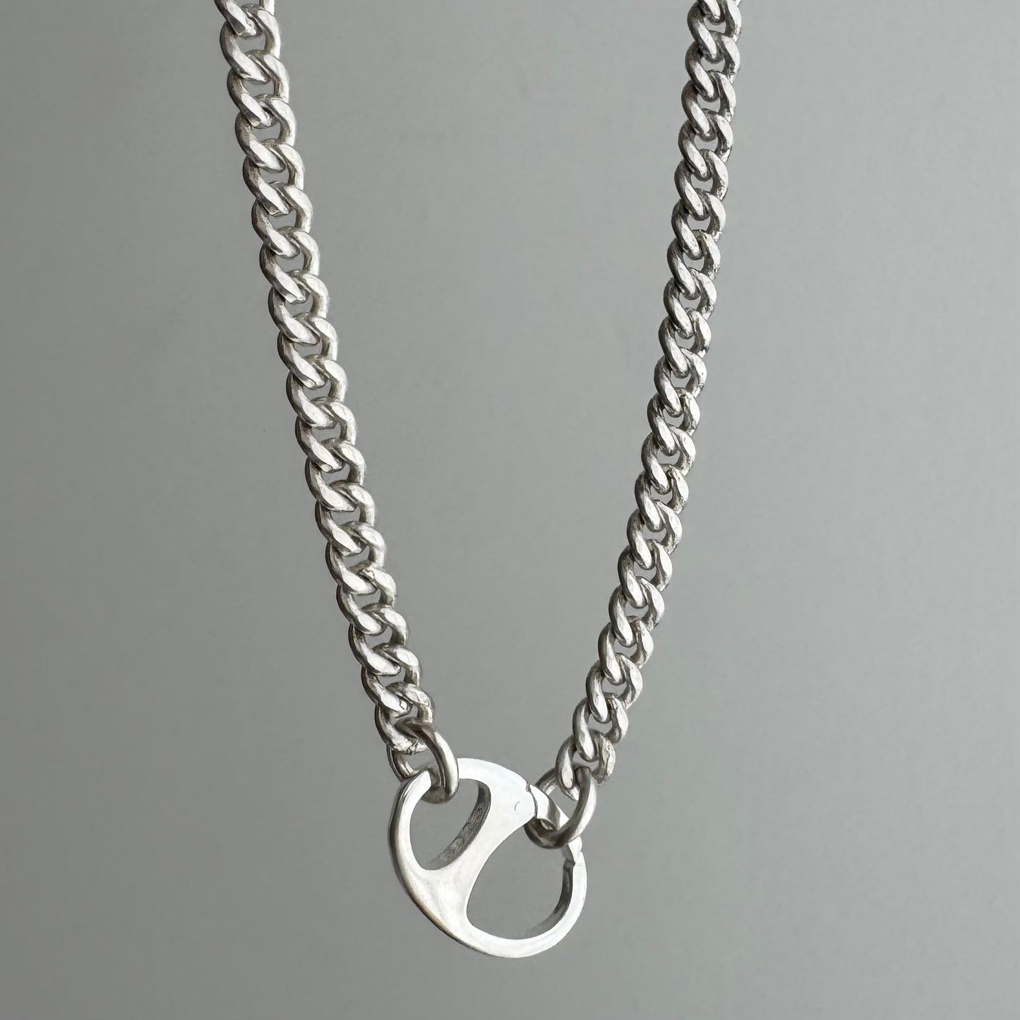 reimagined V I N T A G E // modern watch chain / sterling silver curb chain necklace with a charm holder clasp / 21.5", 24g