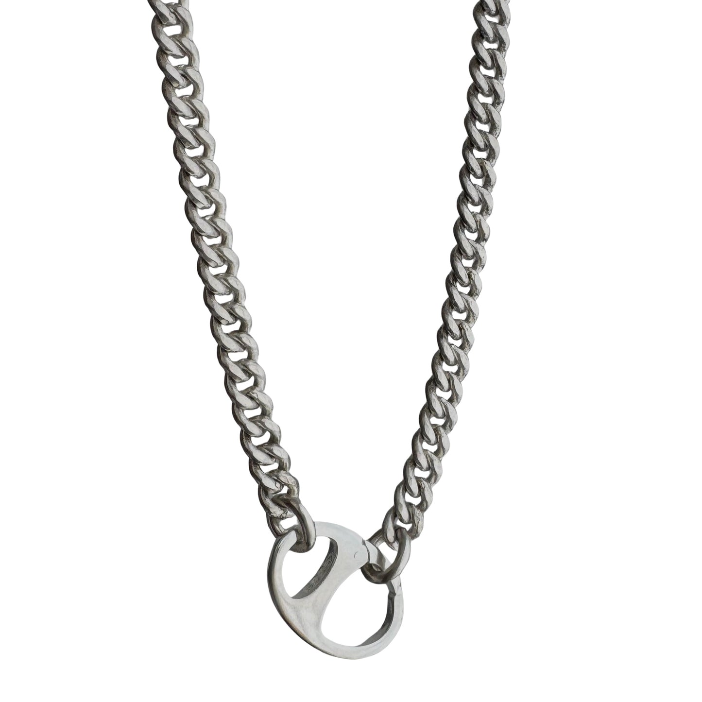 reimagined V I N T A G E // modern watch chain / sterling silver curb chain necklace with a charm holder clasp / 21.5", 24g