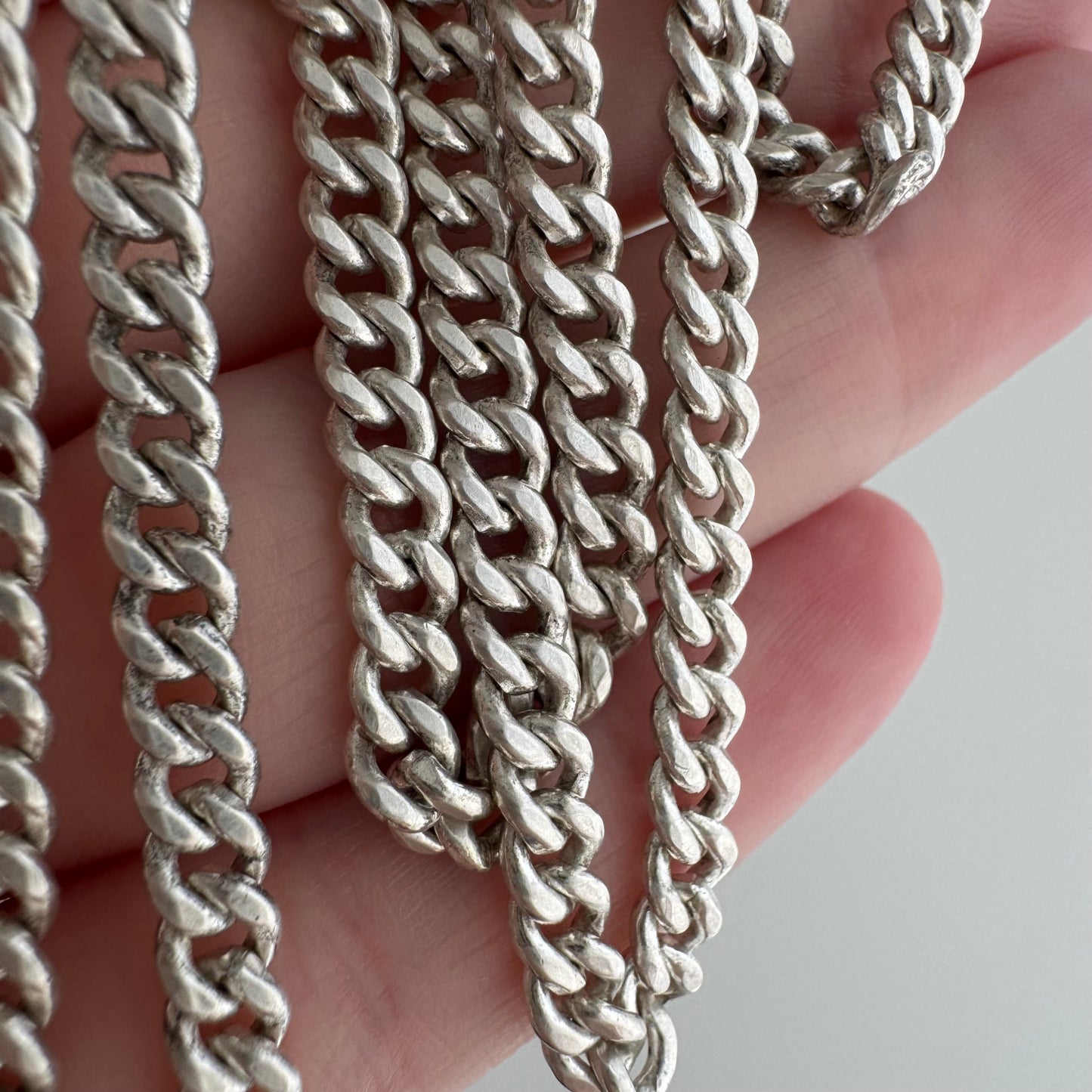 reimagined V I N T A G E // modern watch chain / sterling silver curb chain necklace with a charm holder clasp / 21.5", 24g