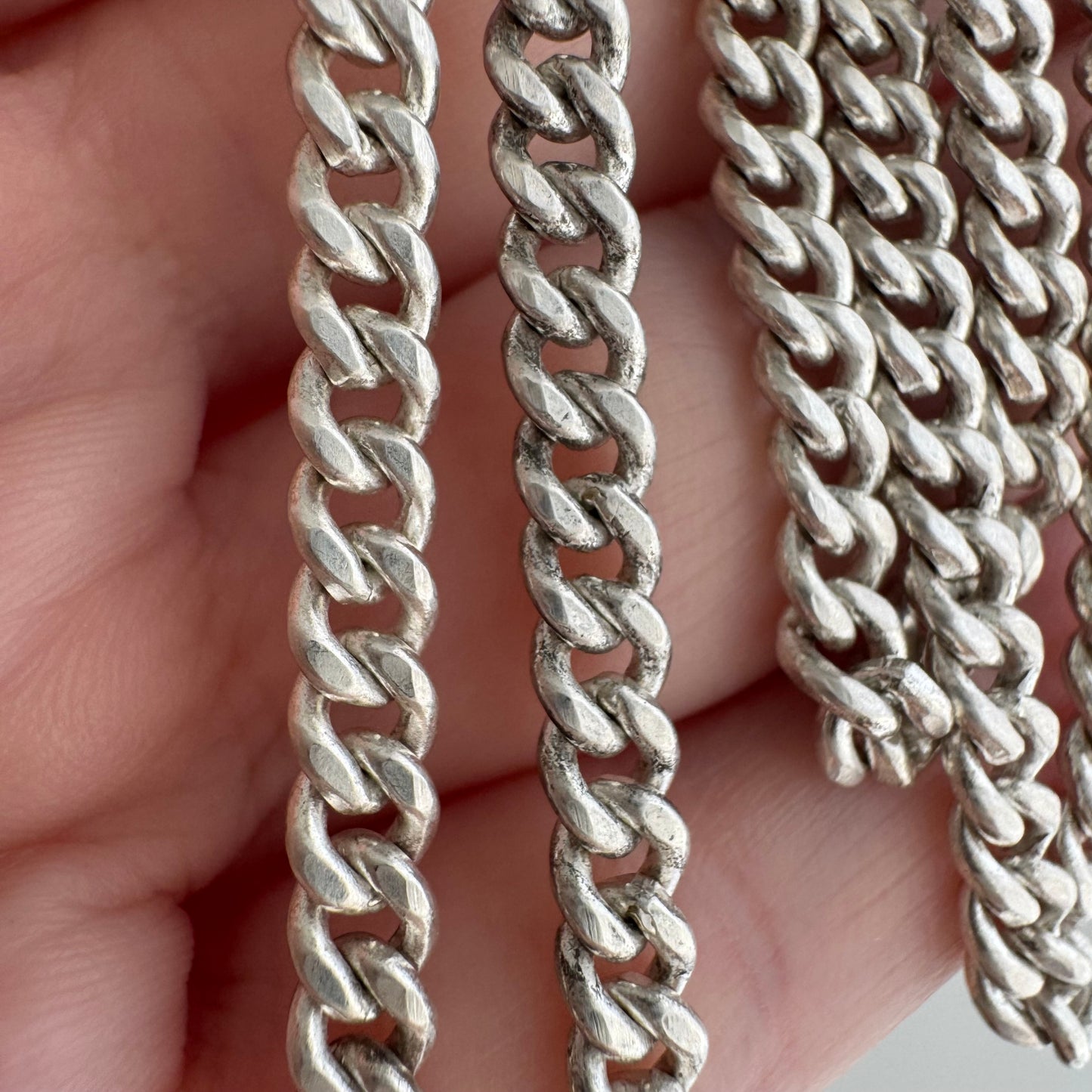 reimagined V I N T A G E // modern watch chain / sterling silver curb chain necklace with a charm holder clasp / 21.5", 24g