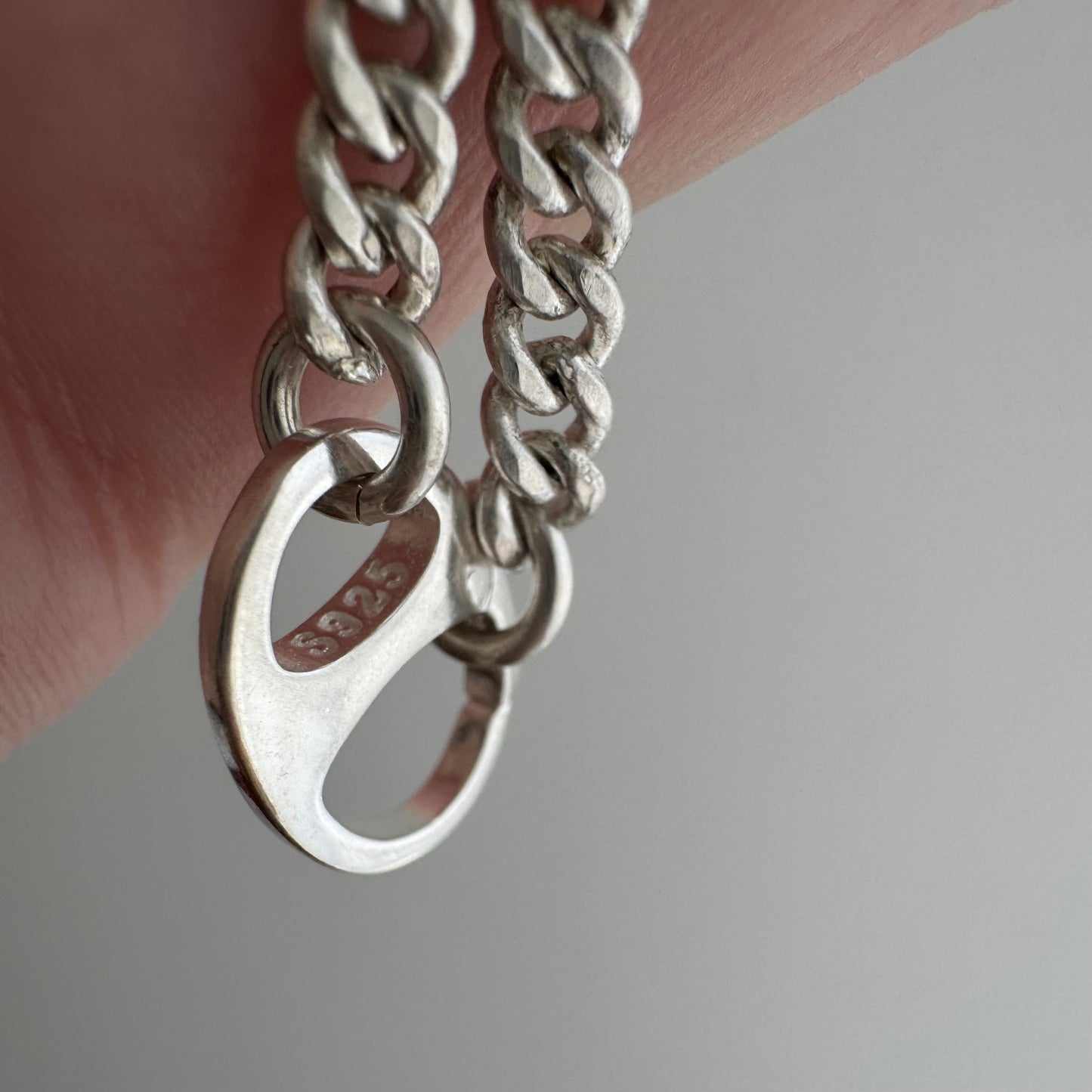reimagined V I N T A G E // modern watch chain / sterling silver curb chain necklace with a charm holder clasp / 21.5", 24g