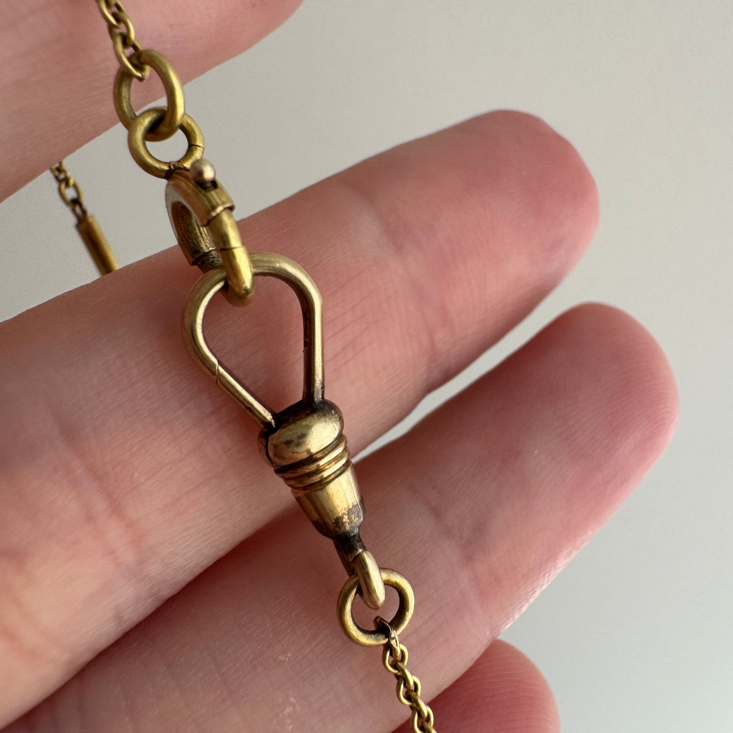 A N T I Q U E // time keeper / 10k yellow gold bar and cable watch chain / 12.25", 3g