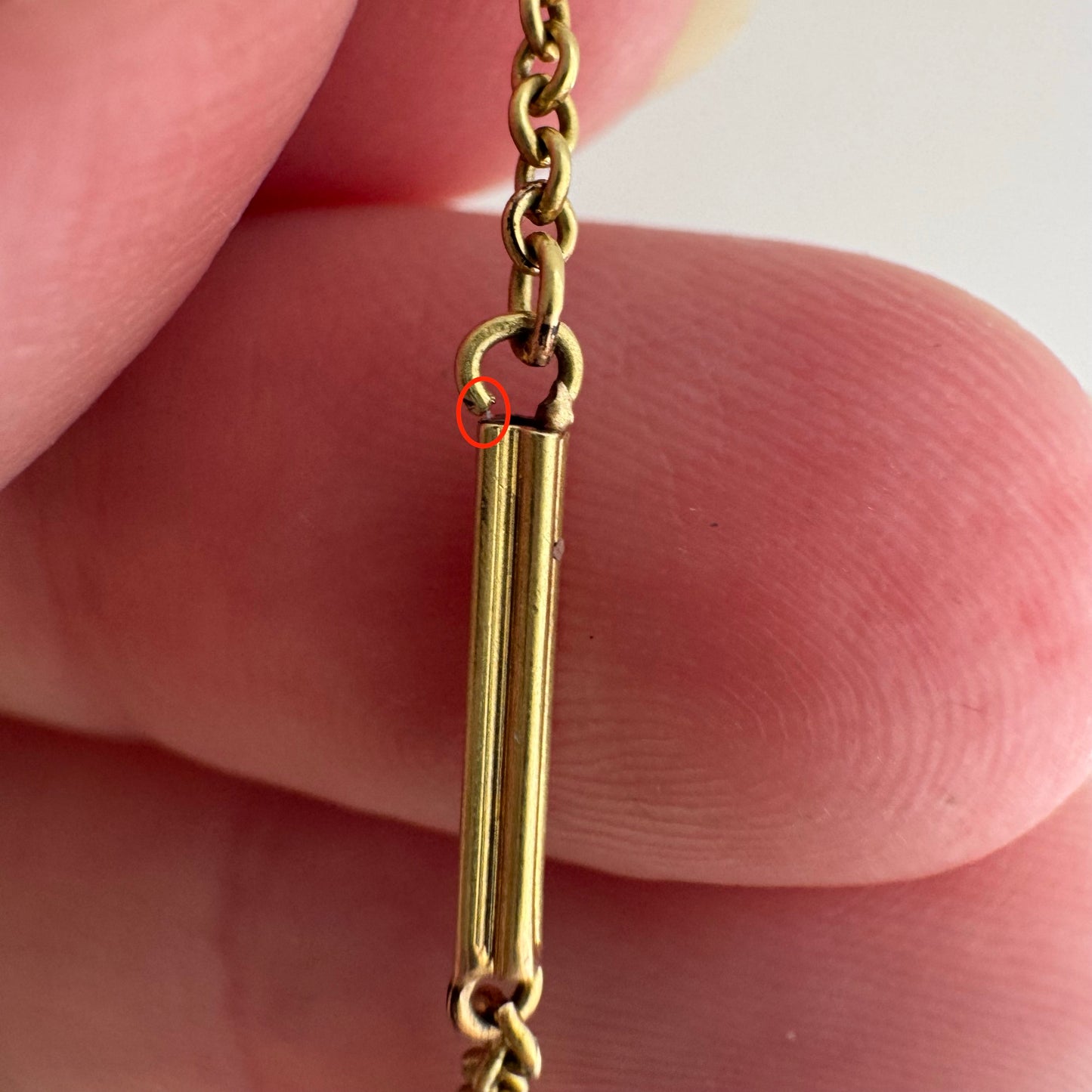 A N T I Q U E // time keeper / 10k yellow gold bar and cable watch chain / 12.25", 3g