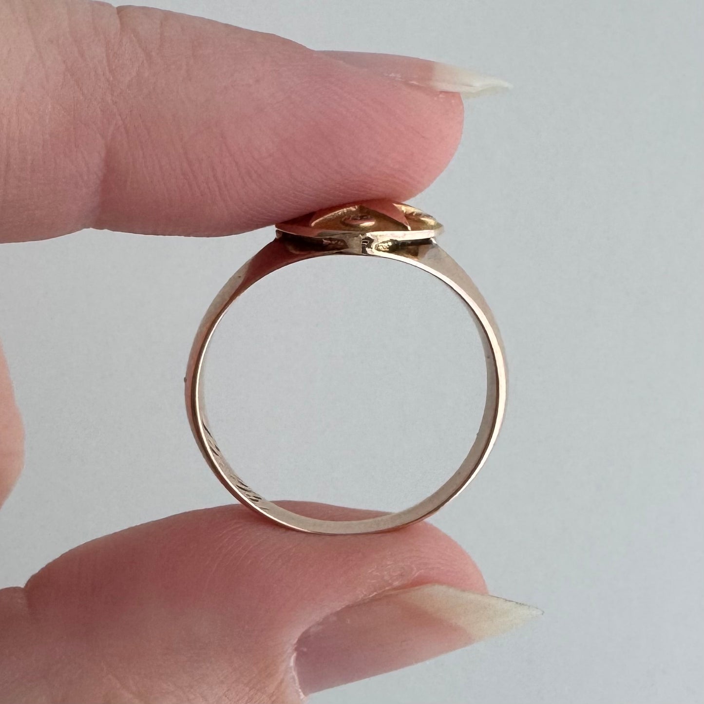 reimagined V I N T A G E // starry trilogy / 10k yellow gold and diamond service pin conversion signet ring / size 6.25