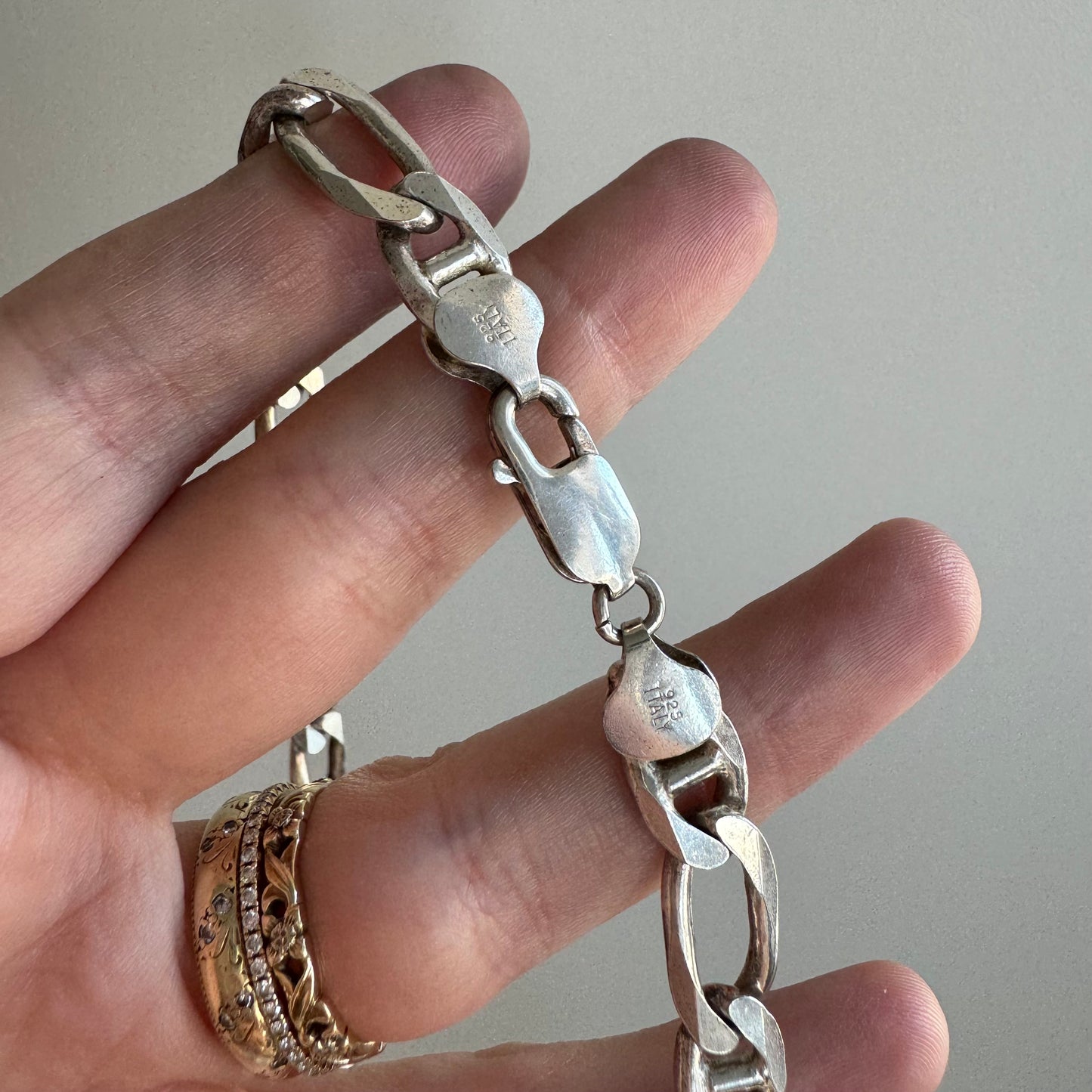 V I N T A G E // chunky figamariner / sterling silver figaro mariner chain / 19.75", 49g