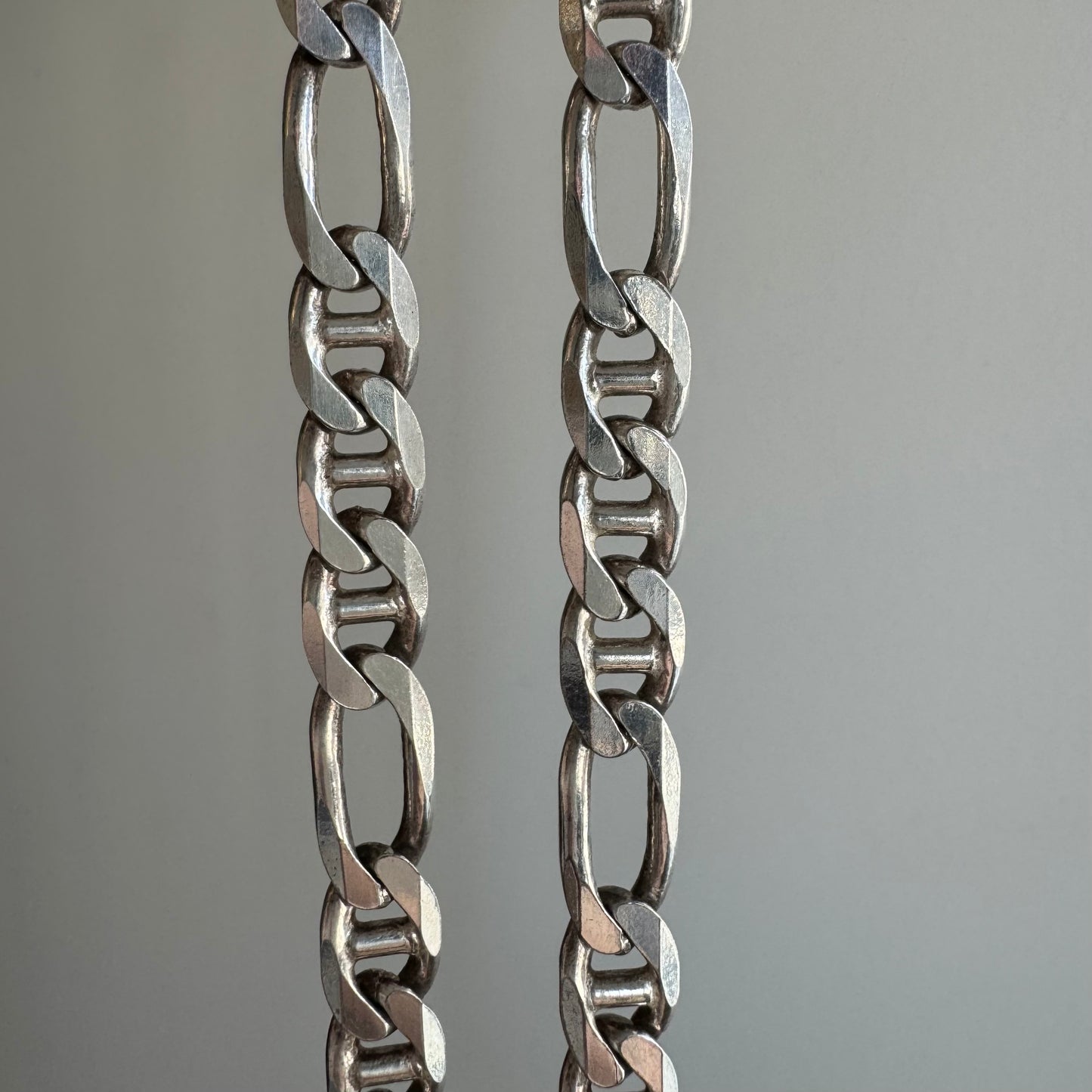 V I N T A G E // chunky figamariner / sterling silver figaro mariner chain / 19.75", 49g