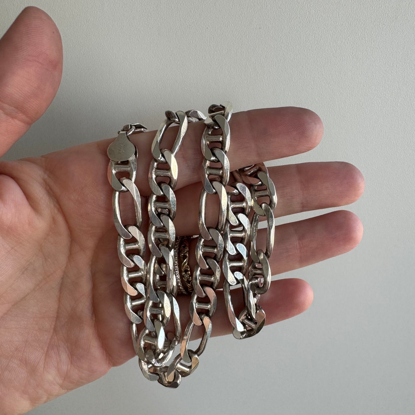 V I N T A G E // chunky figamariner / sterling silver figaro mariner chain / 19.75", 49g