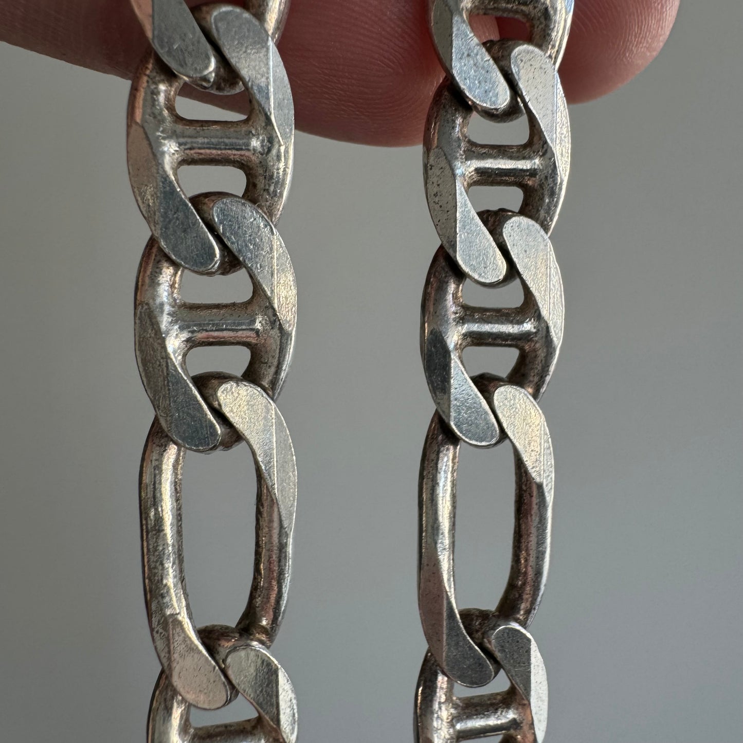 V I N T A G E // chunky figamariner / sterling silver figaro mariner chain / 19.75", 49g