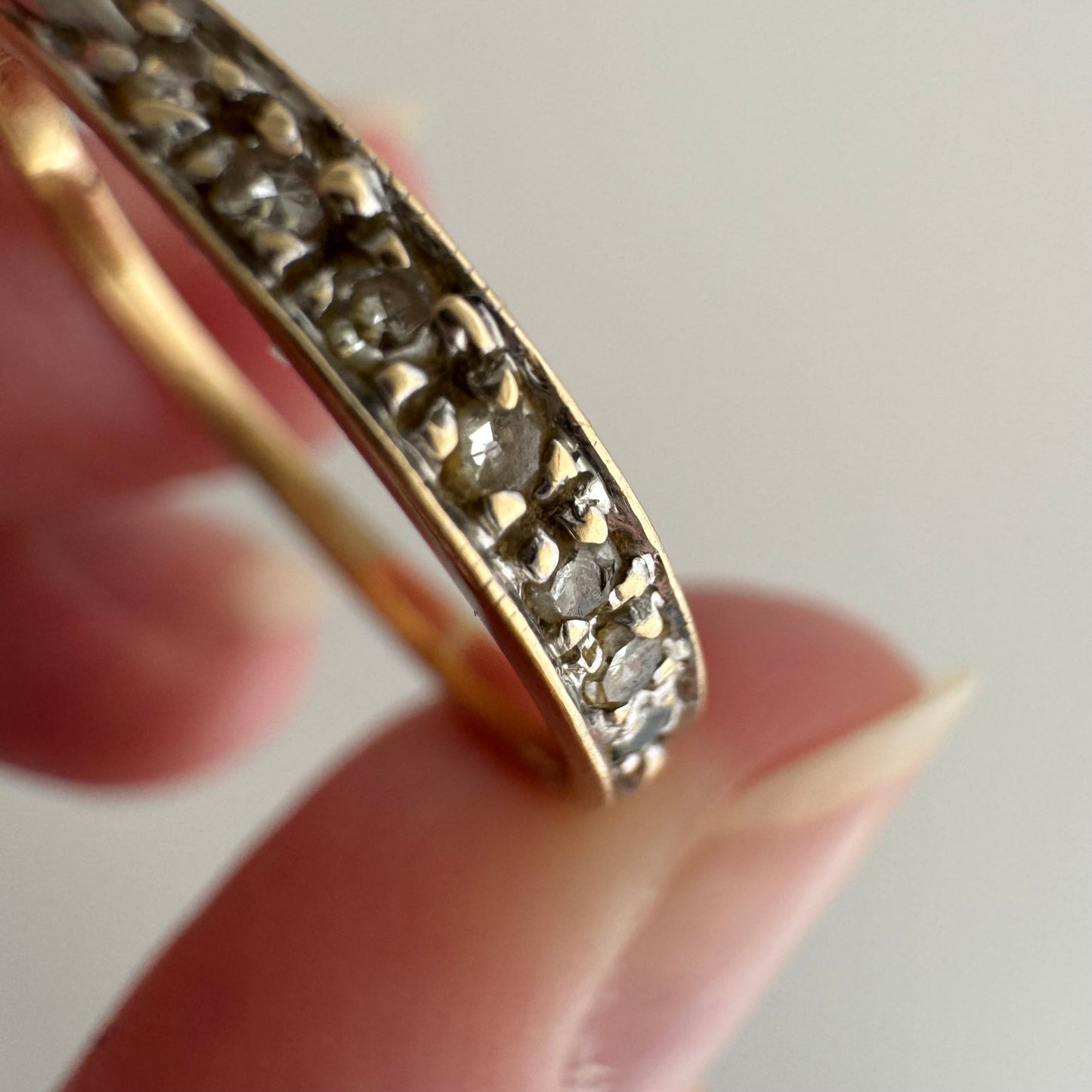 V I N T A G E // all lined up / 10k yellow gold and diamond half eternity band / size 7.5
