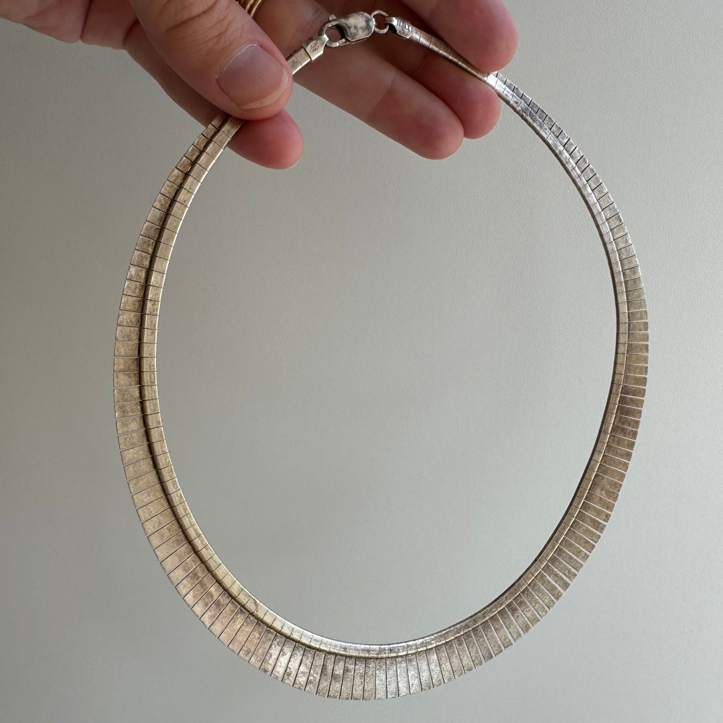 V I N T A G E // like Cleopatra / sterling silver paneled fringe collar necklace / 17", 30.5g