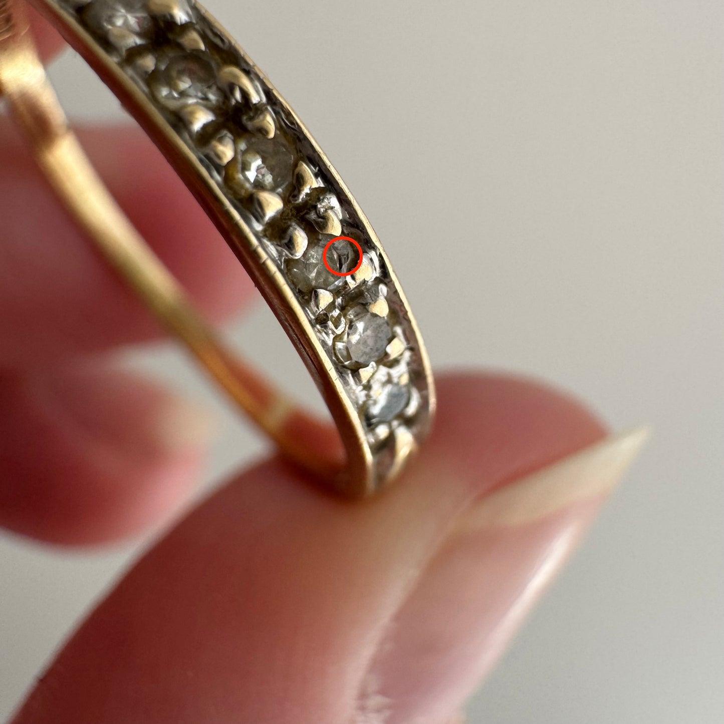 V I N T A G E // all lined up / 10k yellow gold and diamond half eternity band / size 7.5