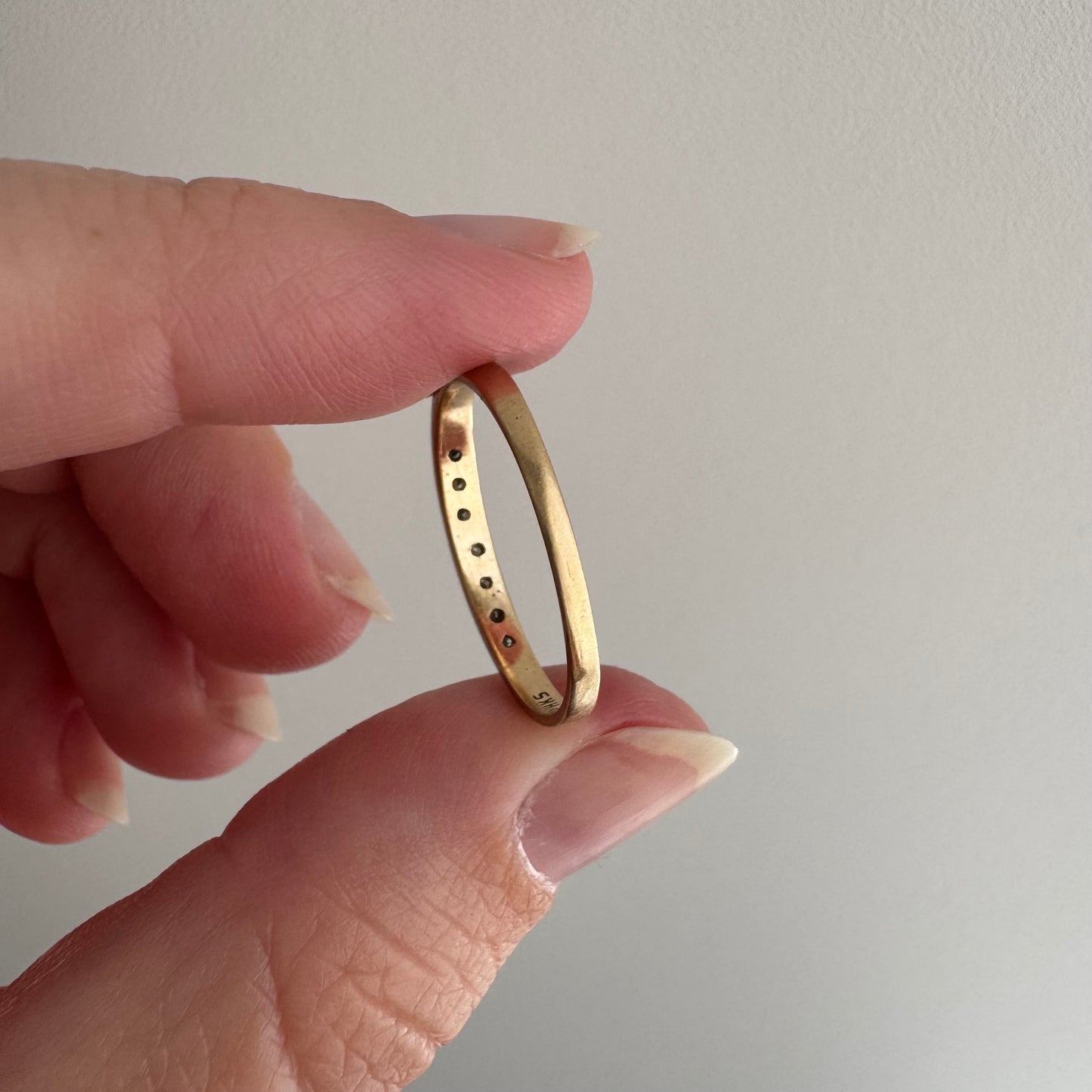 V I N T A G E // all lined up / 10k yellow gold and diamond half eternity band / size 7.5