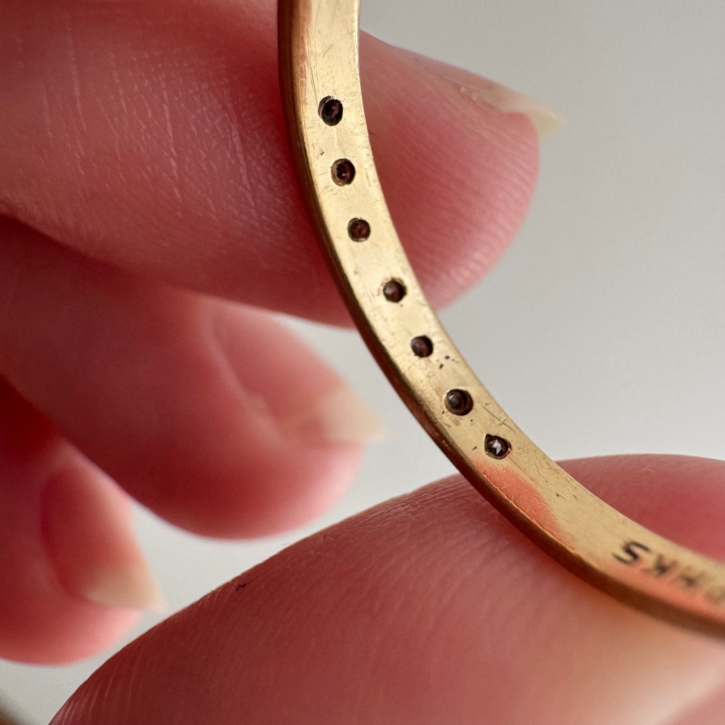 V I N T A G E // all lined up / 10k yellow gold and diamond half eternity band / size 7.5