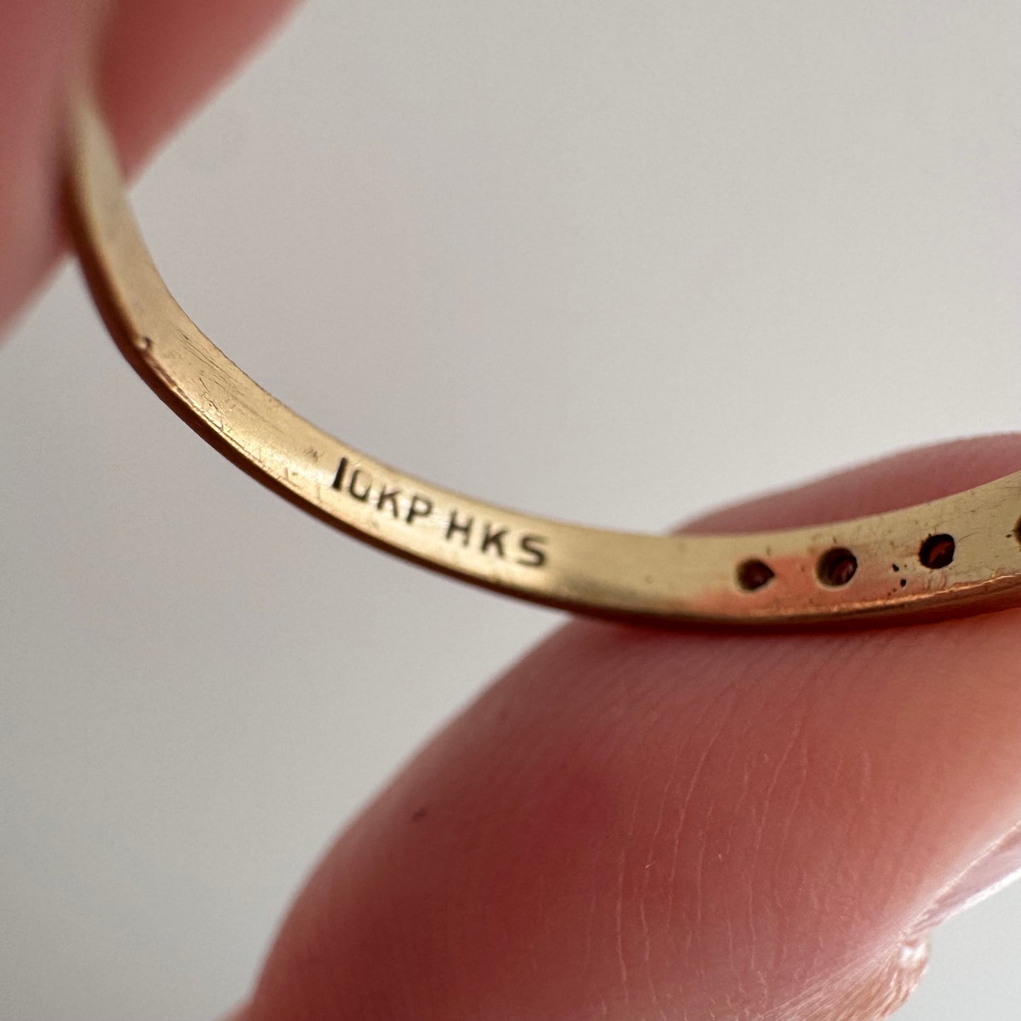 V I N T A G E // all lined up / 10k yellow gold and diamond half eternity band / size 7.5