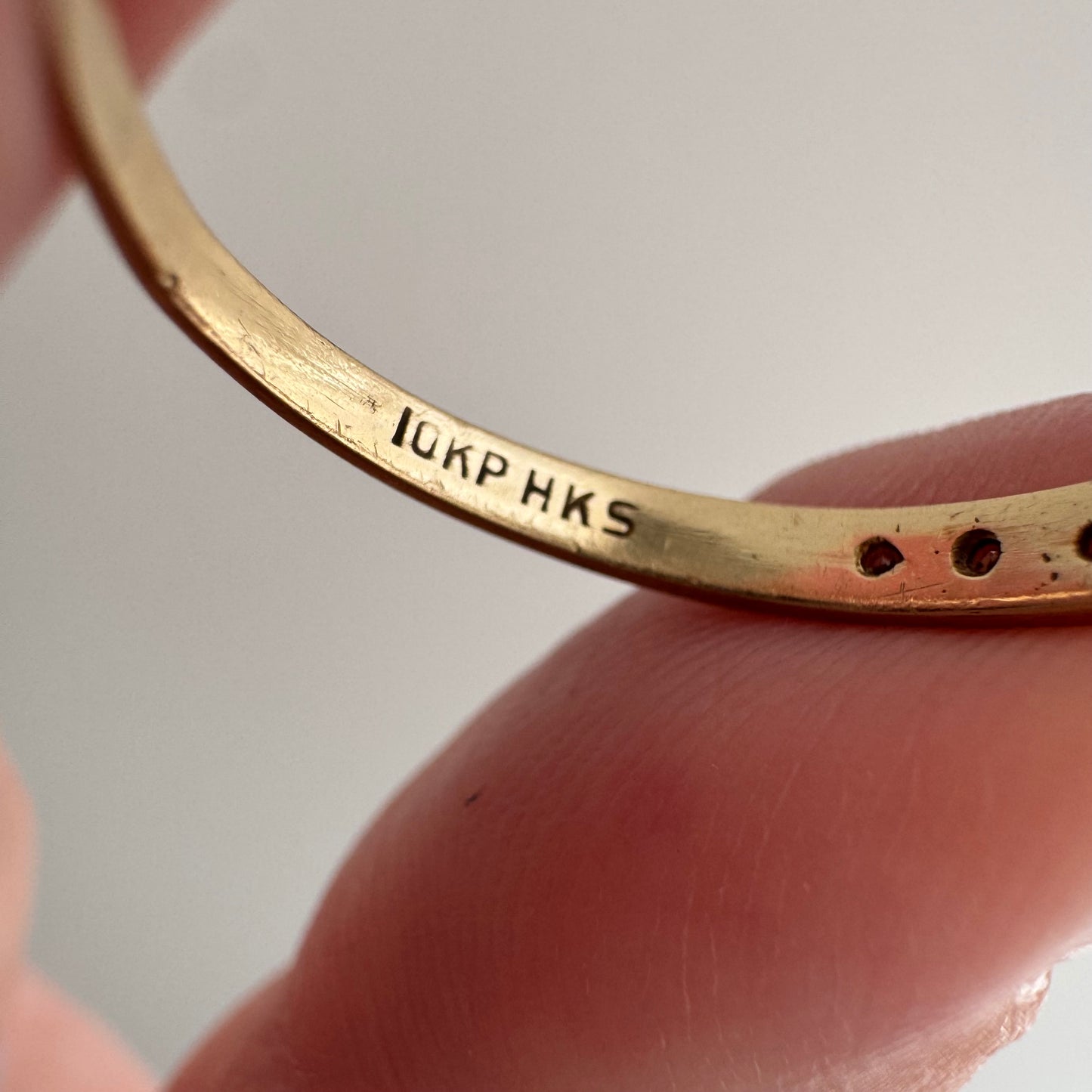 V I N T A G E // all lined up / 10k yellow gold and diamond half eternity band / size 7.5