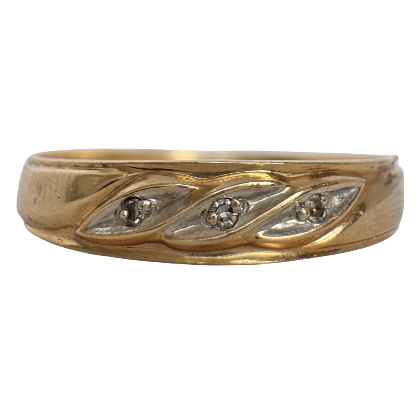 V I N T A G E // side eye trilogy / 10k and diamond trilogy band / size 10