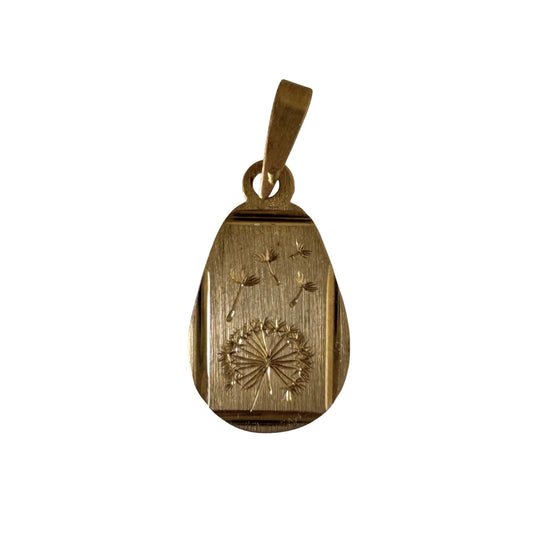 reimagined V I N T A G E // letting go / 14k gold almost-tear with newly engraved dandelion / a pendant