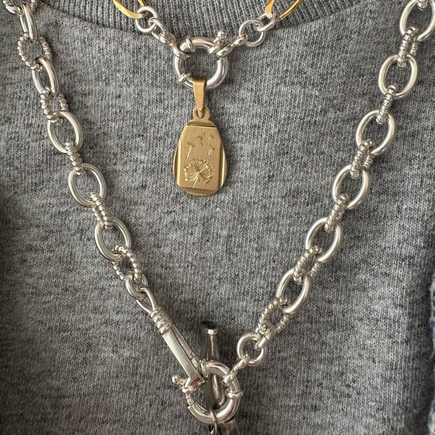 reimagined V I N T A G E // modern day watch chain / chunky sterling silver cable chain with new clasps / 20.5", 46.9g