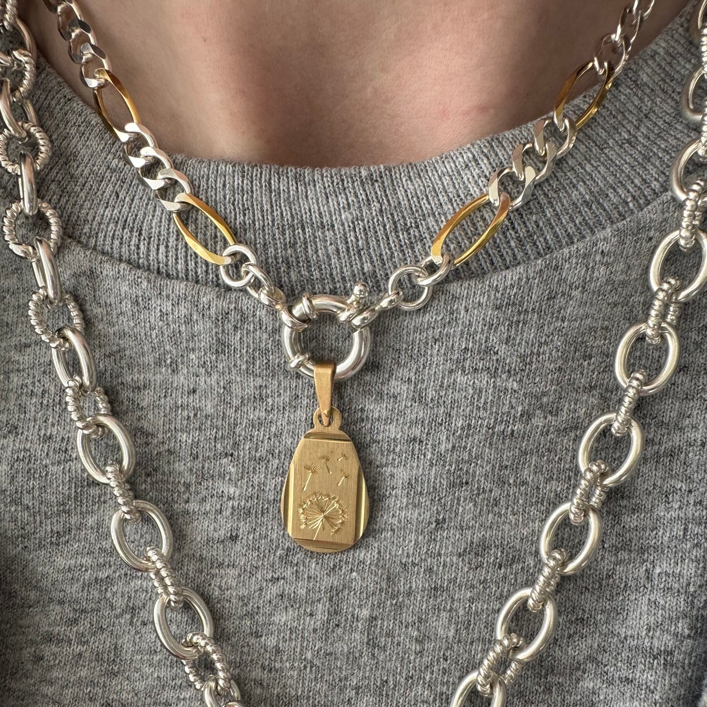 reimagined V I N T A G E // letting go / 14k gold almost-tear with newly engraved dandelion / a pendant