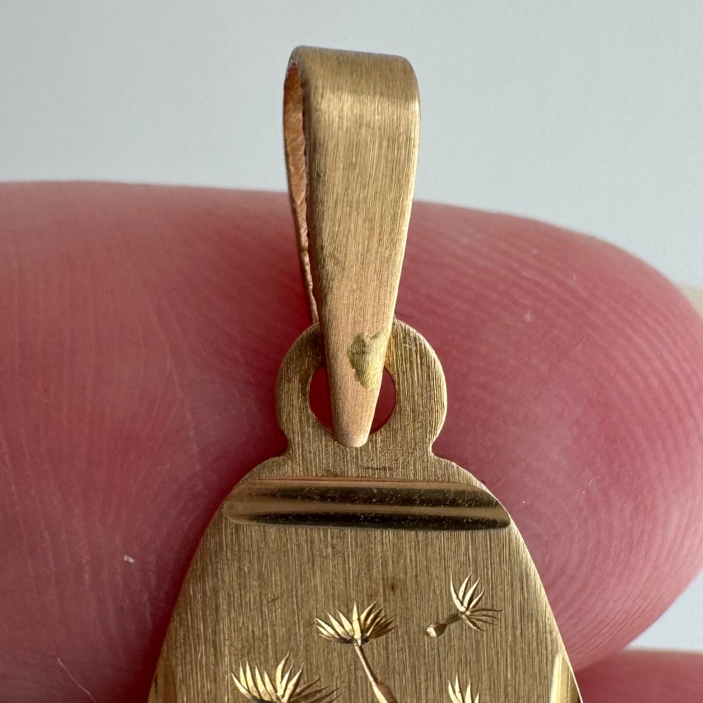 reimagined V I N T A G E // letting go / 14k gold almost-tear with newly engraved dandelion / a pendant