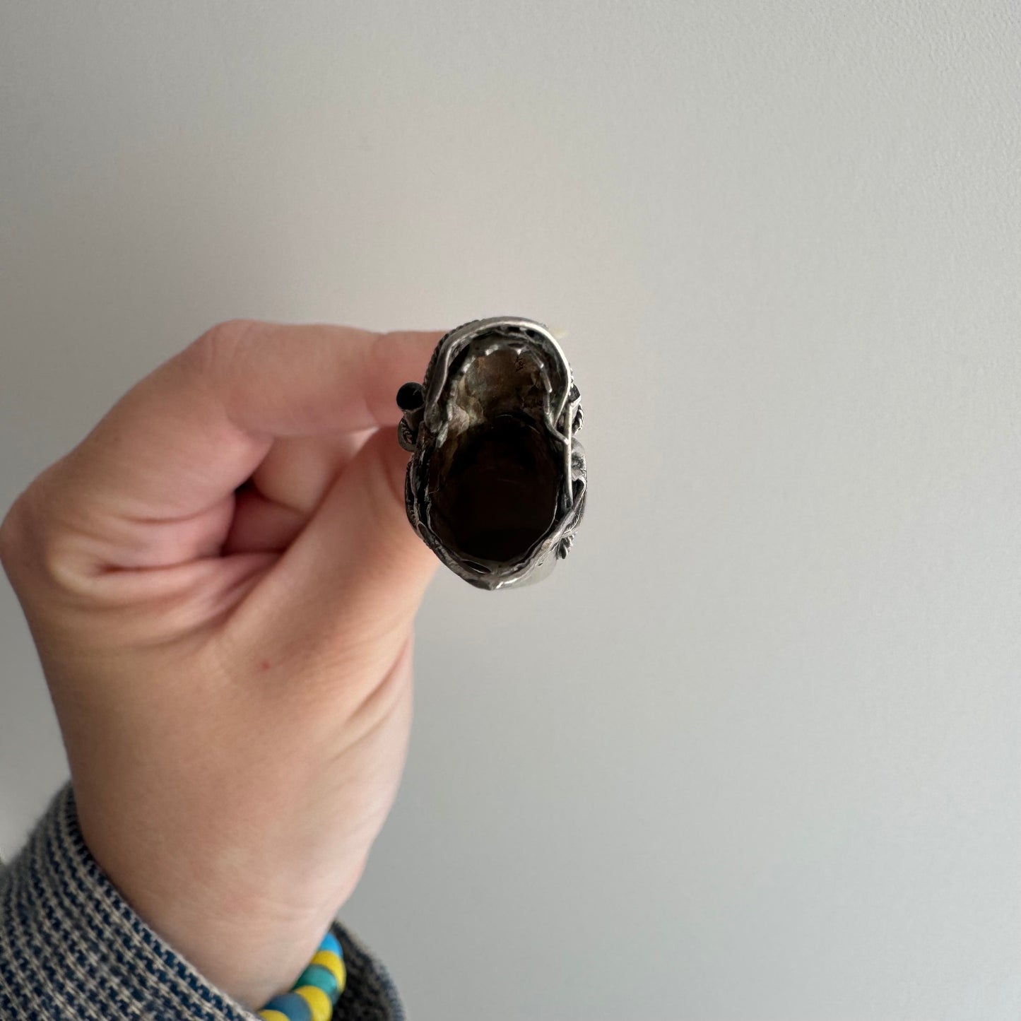 V I N T A G E // blowing smoke / sterling silver and garnet dragon / a functional pendant