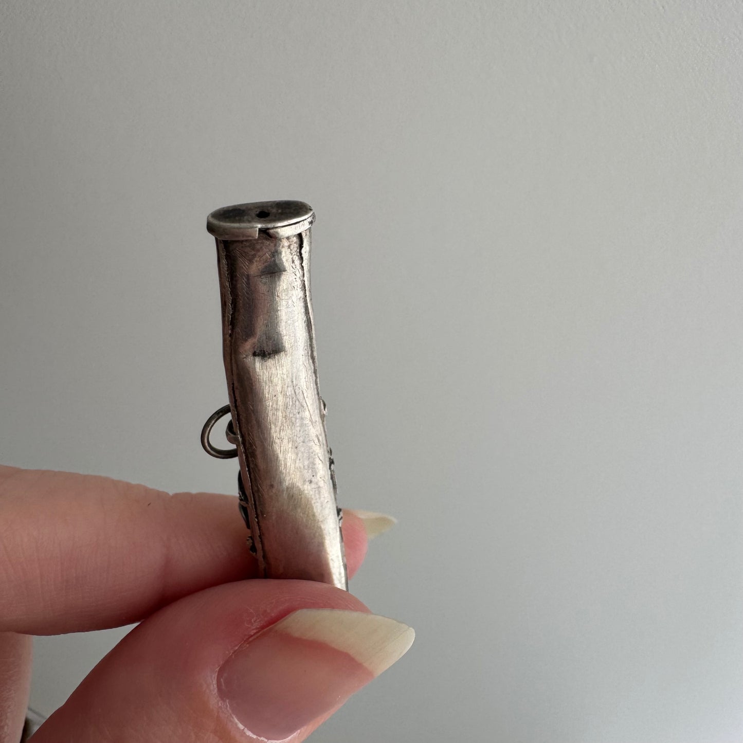 V I N T A G E // blowing smoke / sterling silver and garnet dragon / a functional pendant