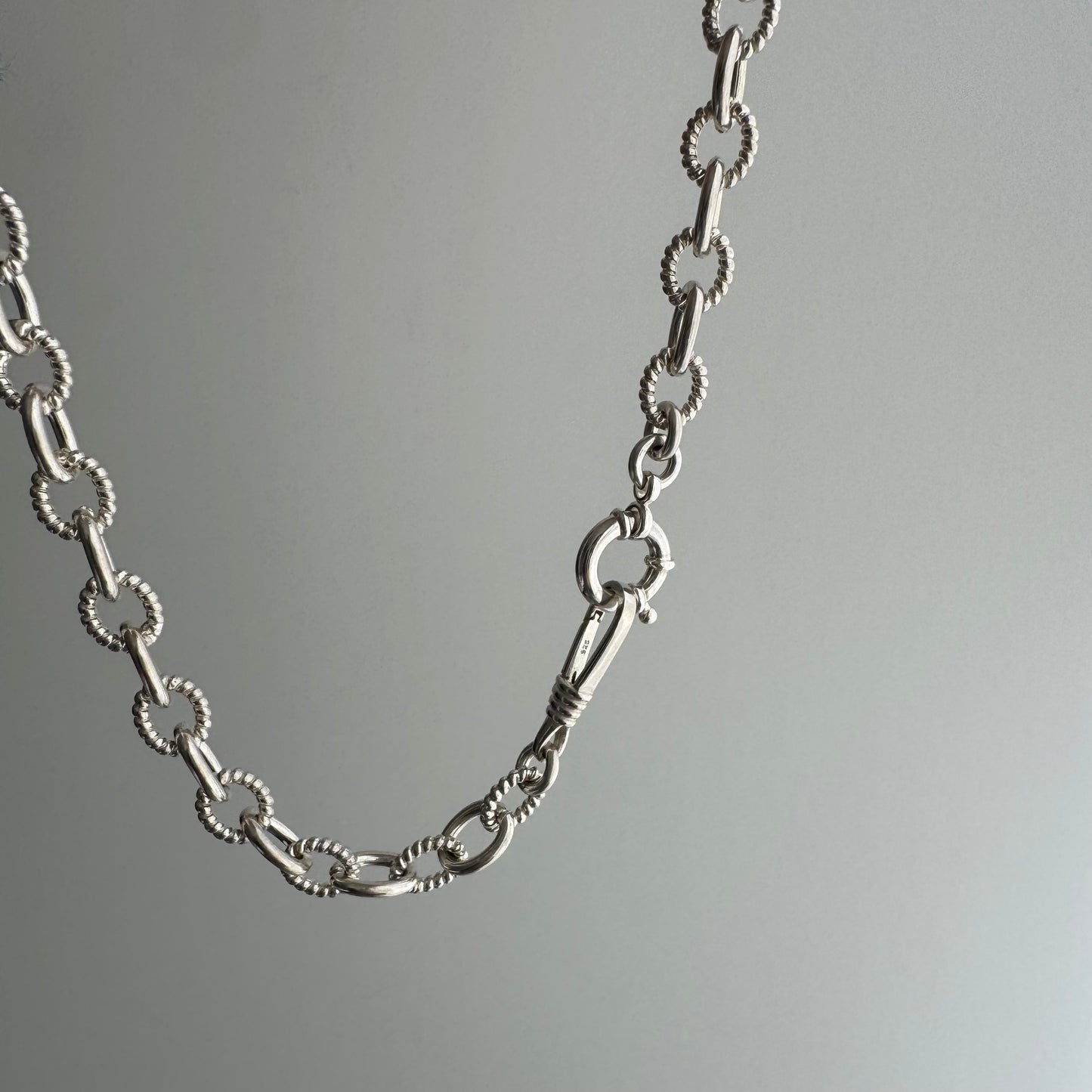 reimagined V I N T A G E // modern day watch chain / chunky sterling silver cable chain with new clasps / 20.5", 46.9g