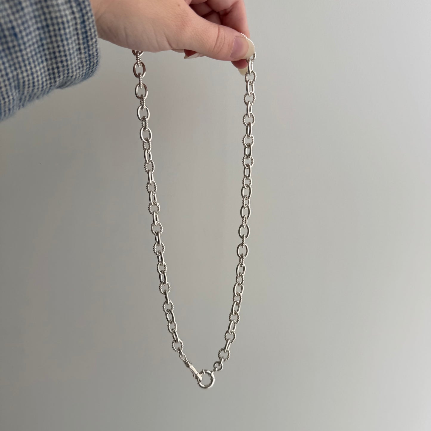 reimagined V I N T A G E // modern day watch chain / chunky sterling silver cable chain with new clasps / 20.5", 46.9g