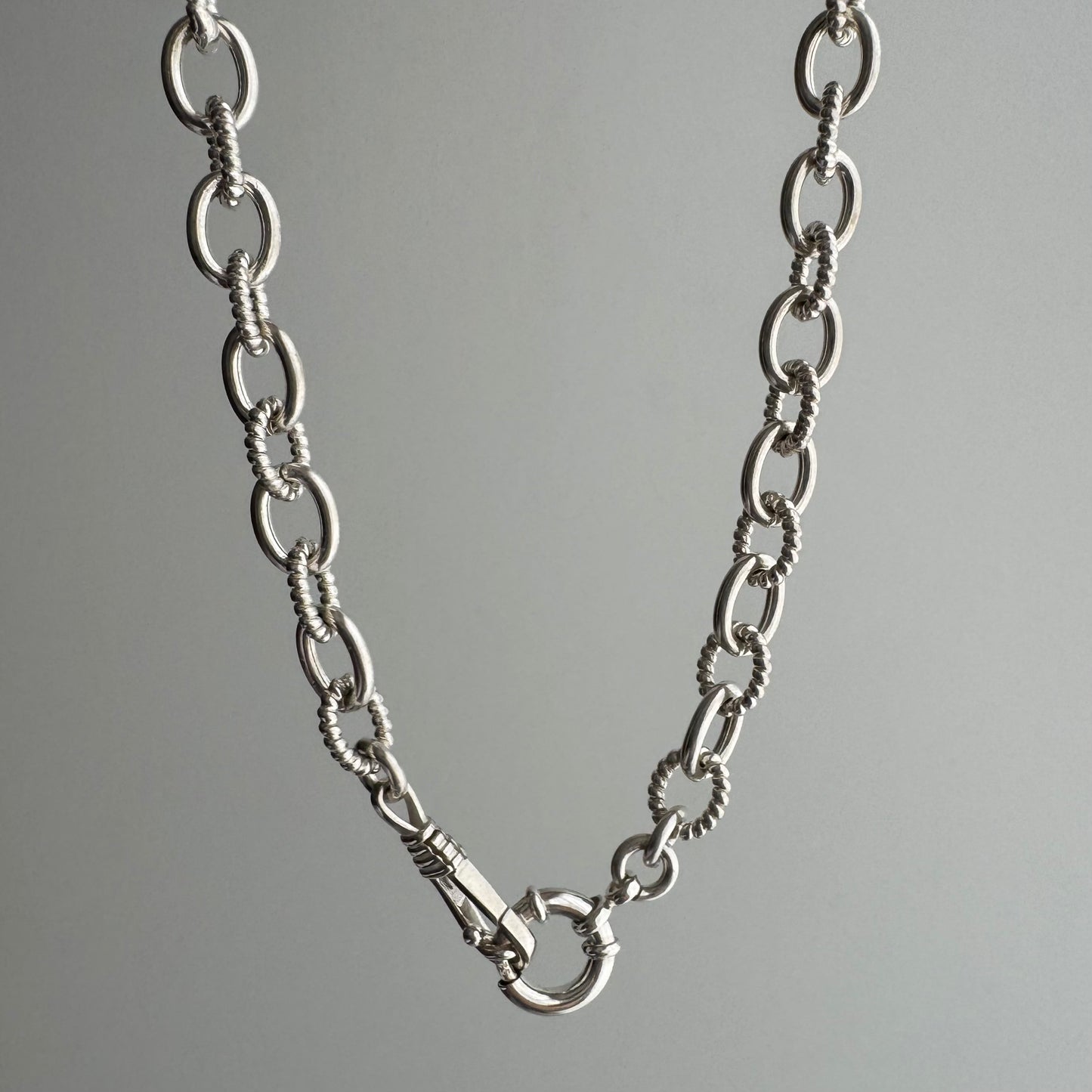 reimagined V I N T A G E // modern day watch chain / chunky sterling silver cable chain with new clasps / 20.5", 46.9g