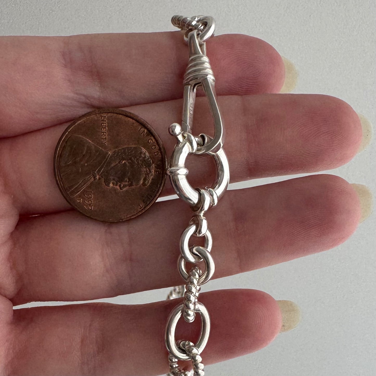 reimagined V I N T A G E // modern day watch chain / chunky sterling silver cable chain with new clasps / 20.5", 46.9g