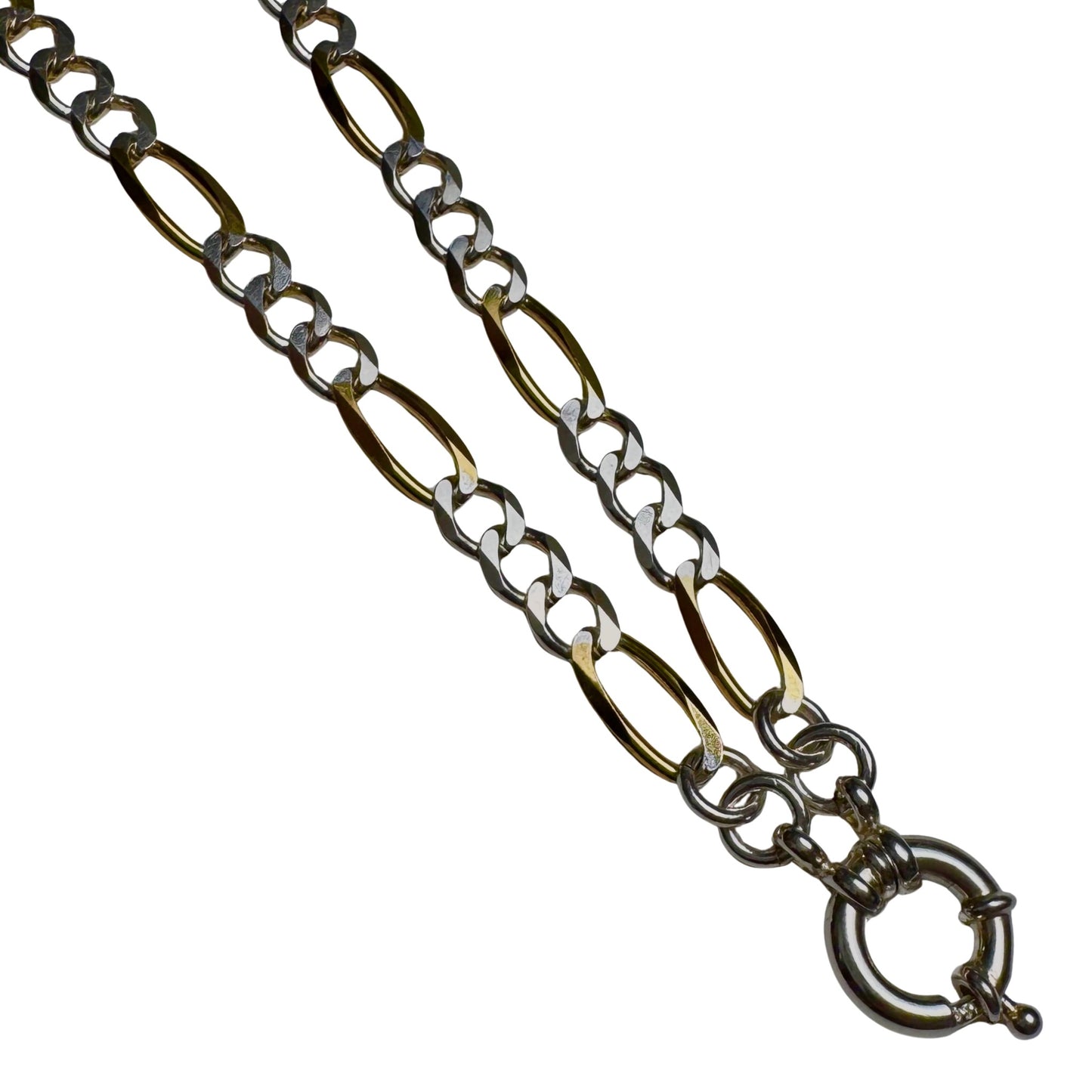 reimagined V I N T A G E // modern day watch chain / re-worked sterling two tone figaro chain / 15.25", 13.5g