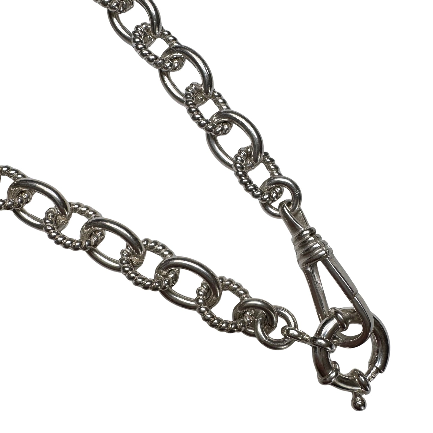 reimagined V I N T A G E // modern day watch chain / chunky sterling silver cable chain with new clasps / 20.5", 46.9g