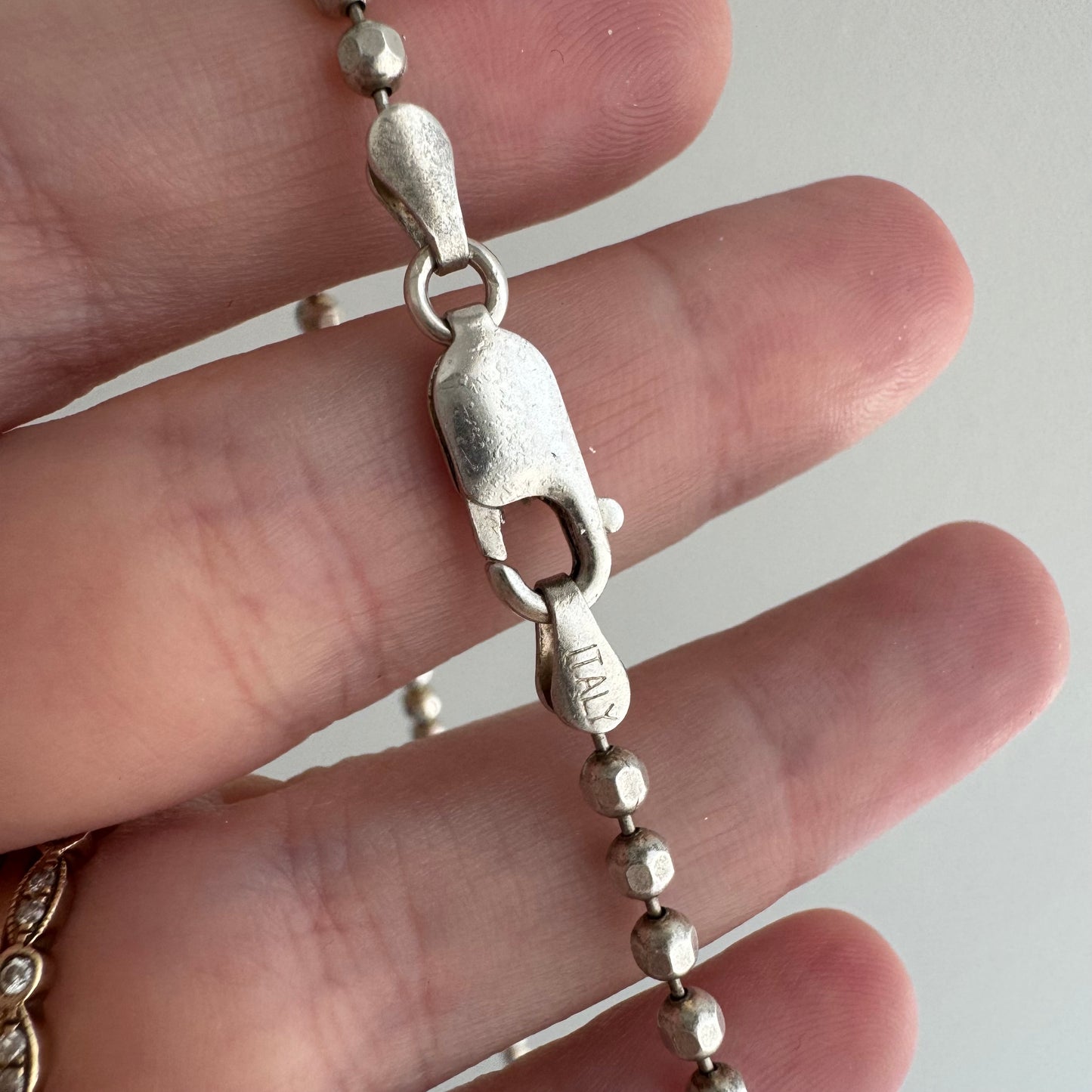 V I N T A G E // tiny disco / sterling silver ball bead necklace chain / 30.25", 18.5g