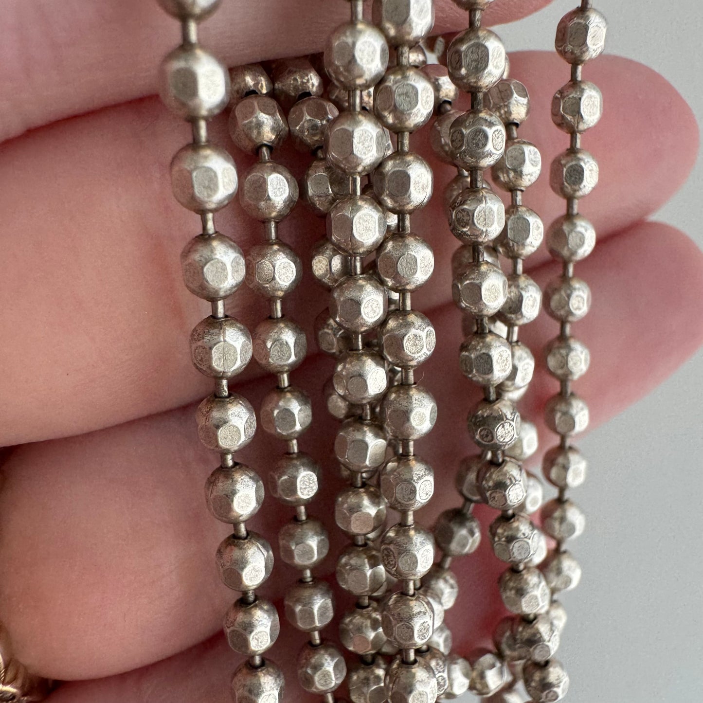 V I N T A G E // tiny disco / sterling silver ball bead necklace chain / 30.25", 18.5g