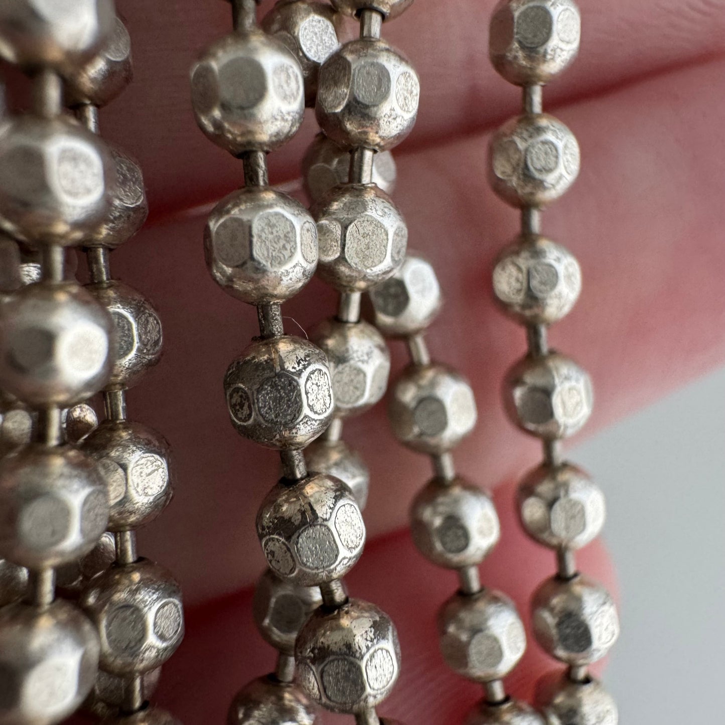 V I N T A G E // tiny disco / sterling silver ball bead necklace chain / 30.25", 18.5g