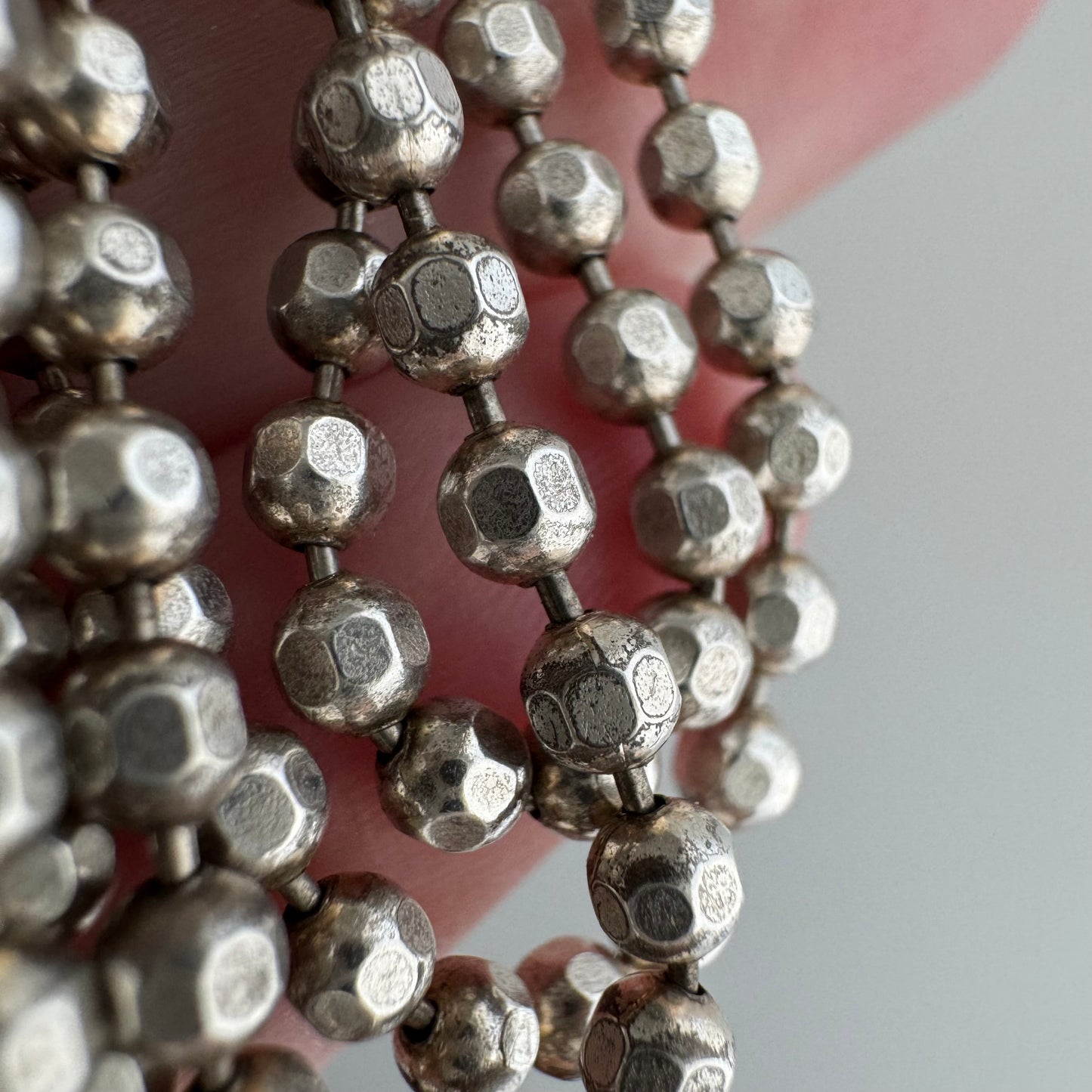 V I N T A G E // tiny disco / sterling silver ball bead necklace chain / 30.25", 18.5g