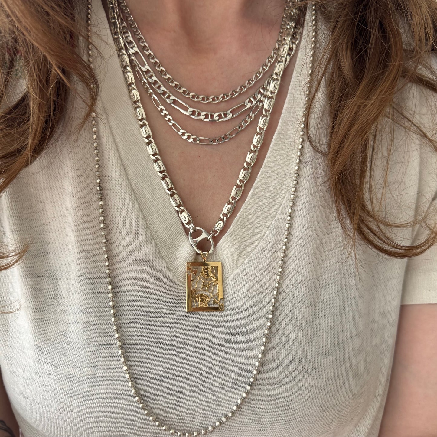 reimagined V I N T A G E // modern watch chain / sterling silver spiral link chain necklace with a charm holder clasp / 22.75", 26.1g