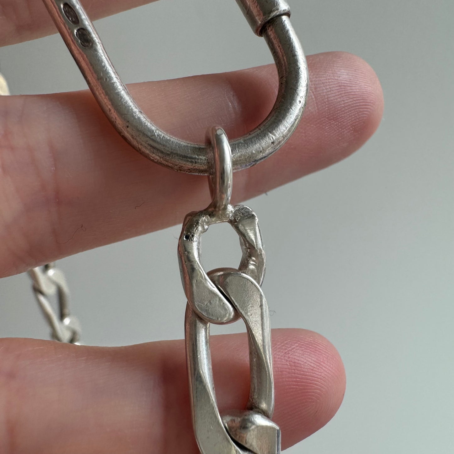 reimagined V I N T A G E // connected possibilities / sterling silver heavy figaro chain with connector clasp / 19.5", 60.7h