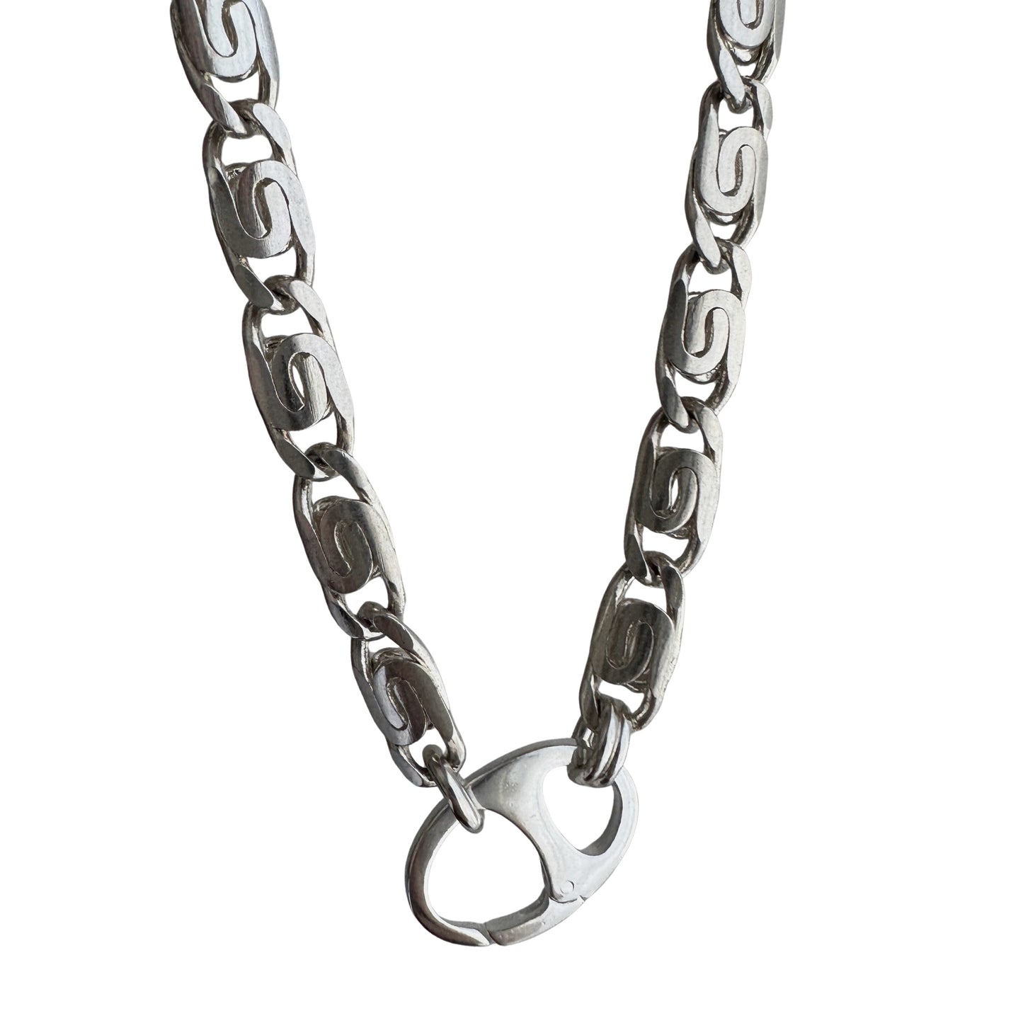 reimagined V I N T A G E // modern watch chain / sterling silver spiral link chain necklace with a charm holder clasp / 22.75", 26.1g