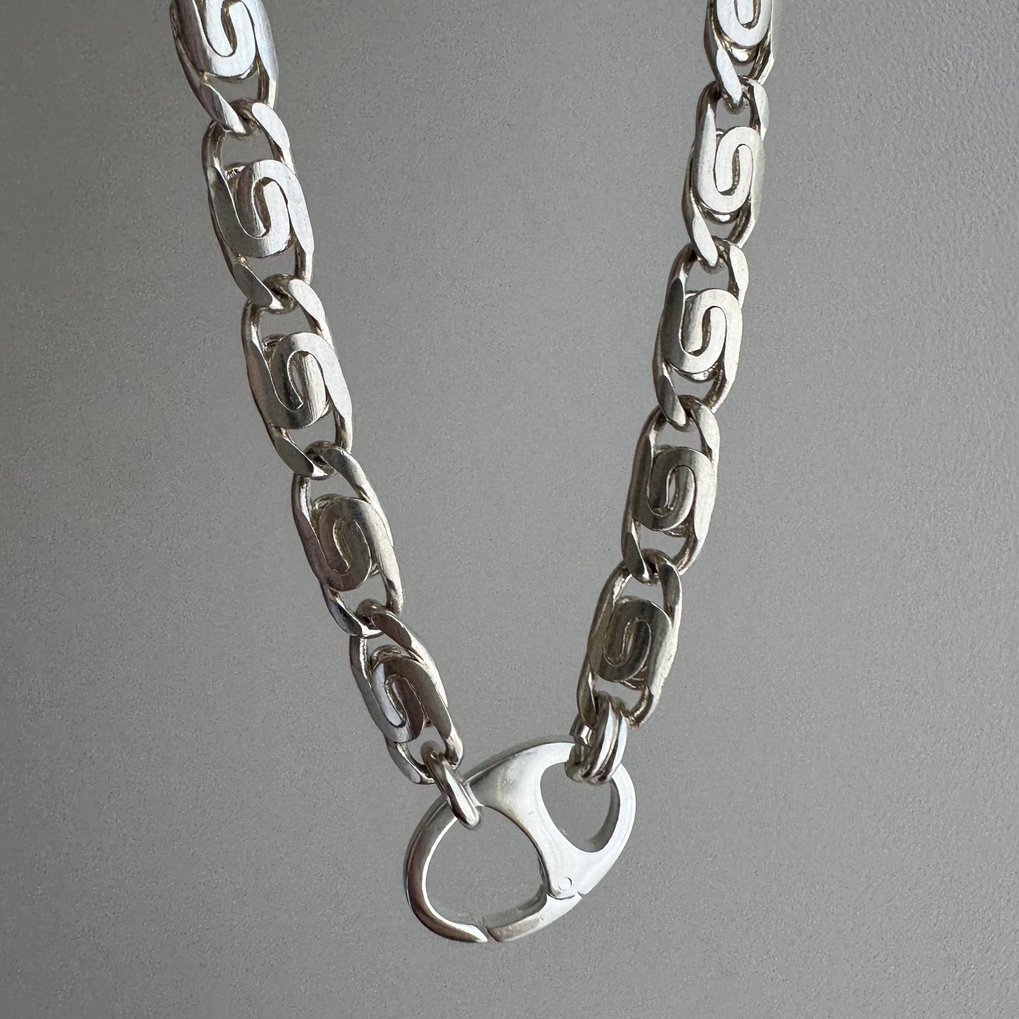 reimagined V I N T A G E // modern watch chain / sterling silver spiral link chain necklace with a charm holder clasp / 22.75", 26.1g