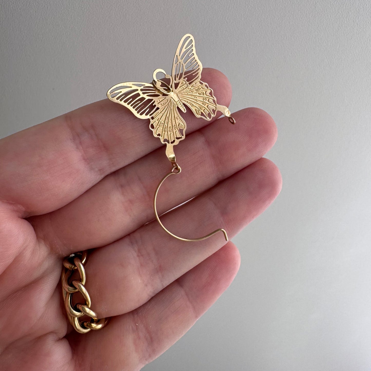 E S T A T E // on the other side of change / 14k yellow gold butterfly charm holder connector / a charm holder