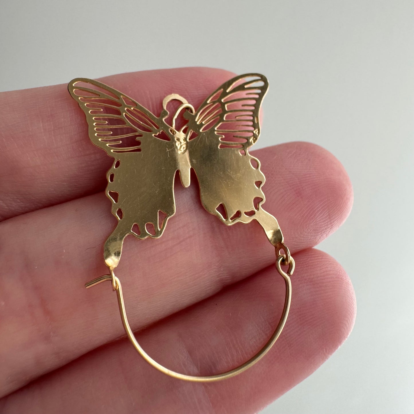 E S T A T E // on the other side of change / 14k yellow gold butterfly charm holder connector / a charm holder